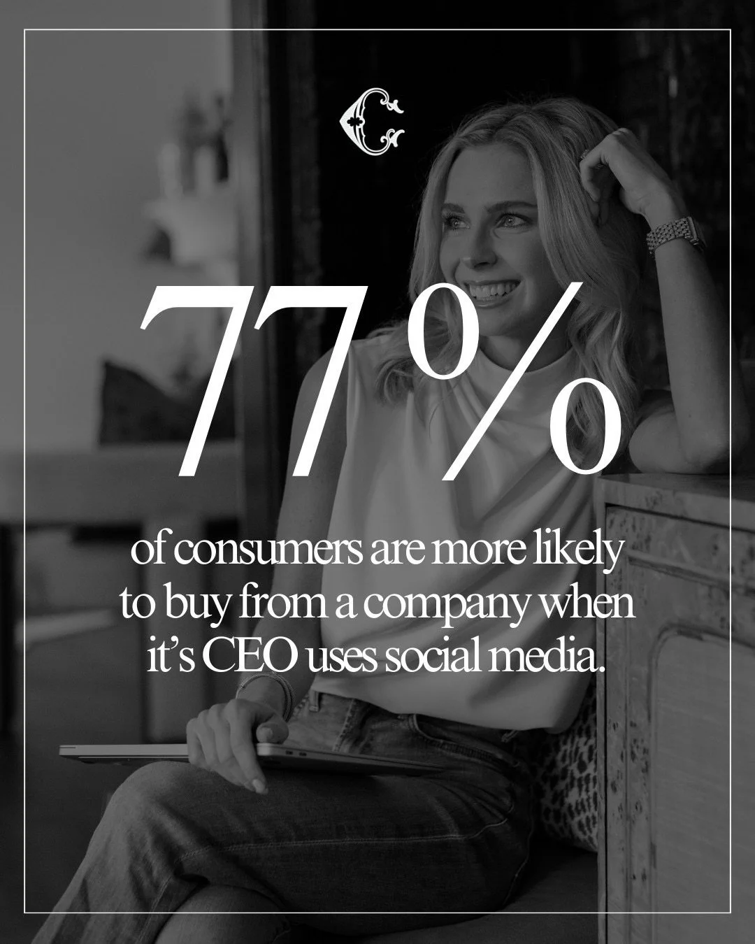 People don&rsquo;t buy into logos alone. They buy into leadership, presence, and trust. 

✨ 77% of consumers are more likely to purchase when CEOs are active on social media 
✨ 82% trust companies more when senior leaders show up online 
✨ 88% trust 
