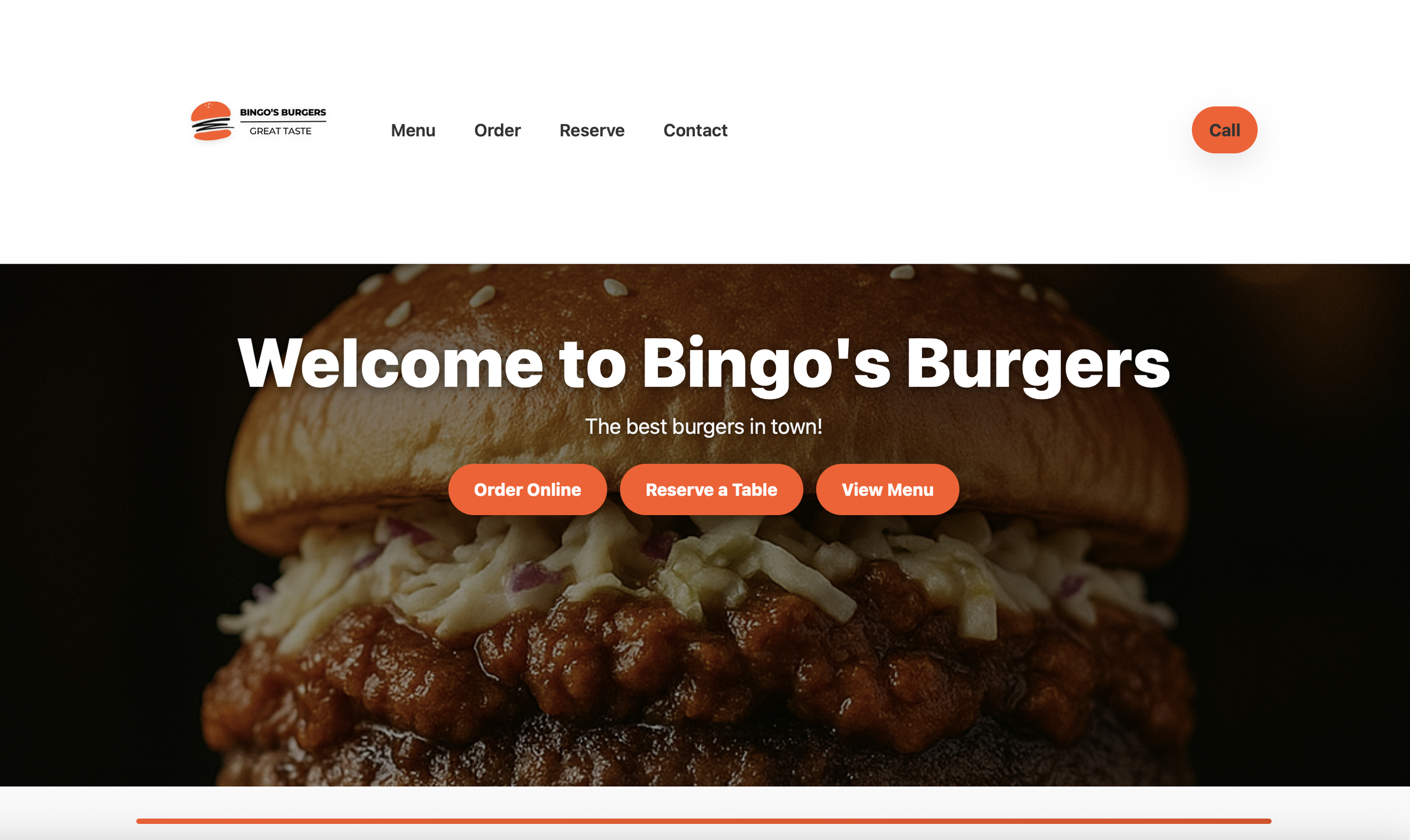 Custom-designed homepage with bold visuals, online ordering, and seamless navigation.
