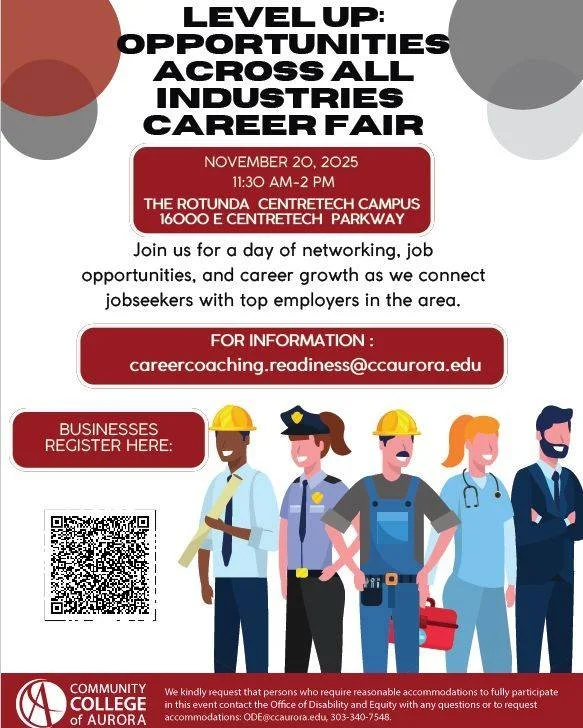 We&rsquo;re partnering with @communitycollegeofaurora  to host an All Industries Career Fair for students on November 20th from 11:30a-2p!

This is a great opportunity for employers to connect with the next generation of skilled talent and showcase t