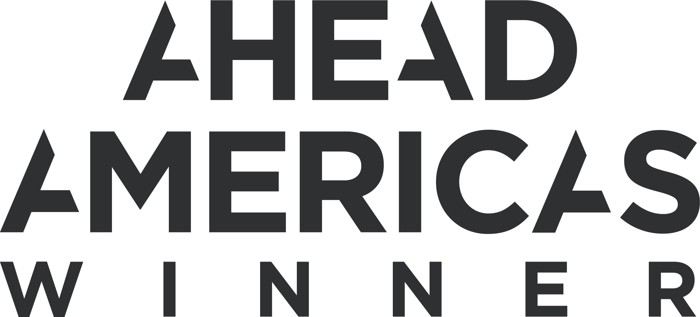 Bold text stating 'Ahead of the Americans Winner' in black and gray with a modern, stylized font.