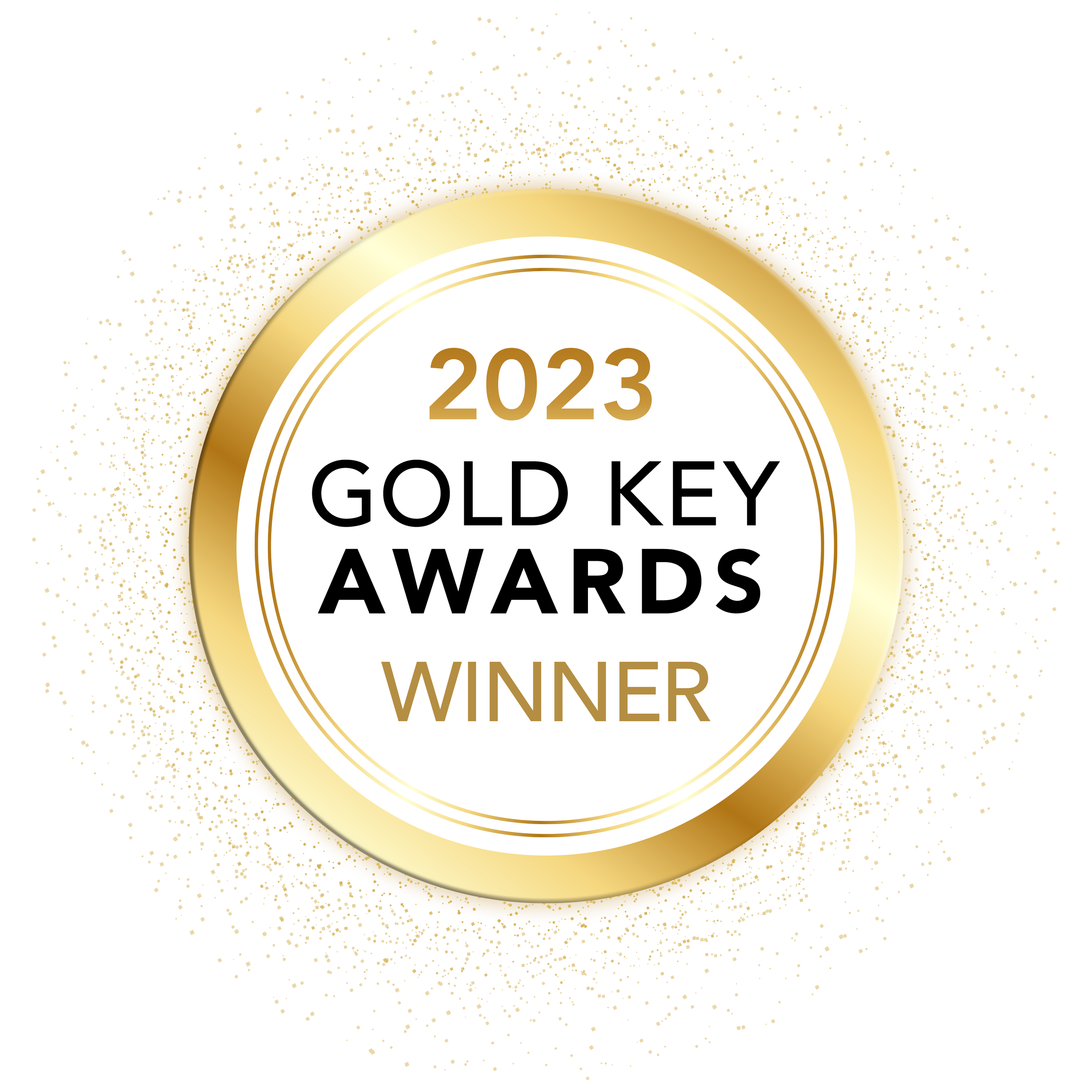 Gold medal emblem with the text '2023 Gold Key Awards Winner' in the center.