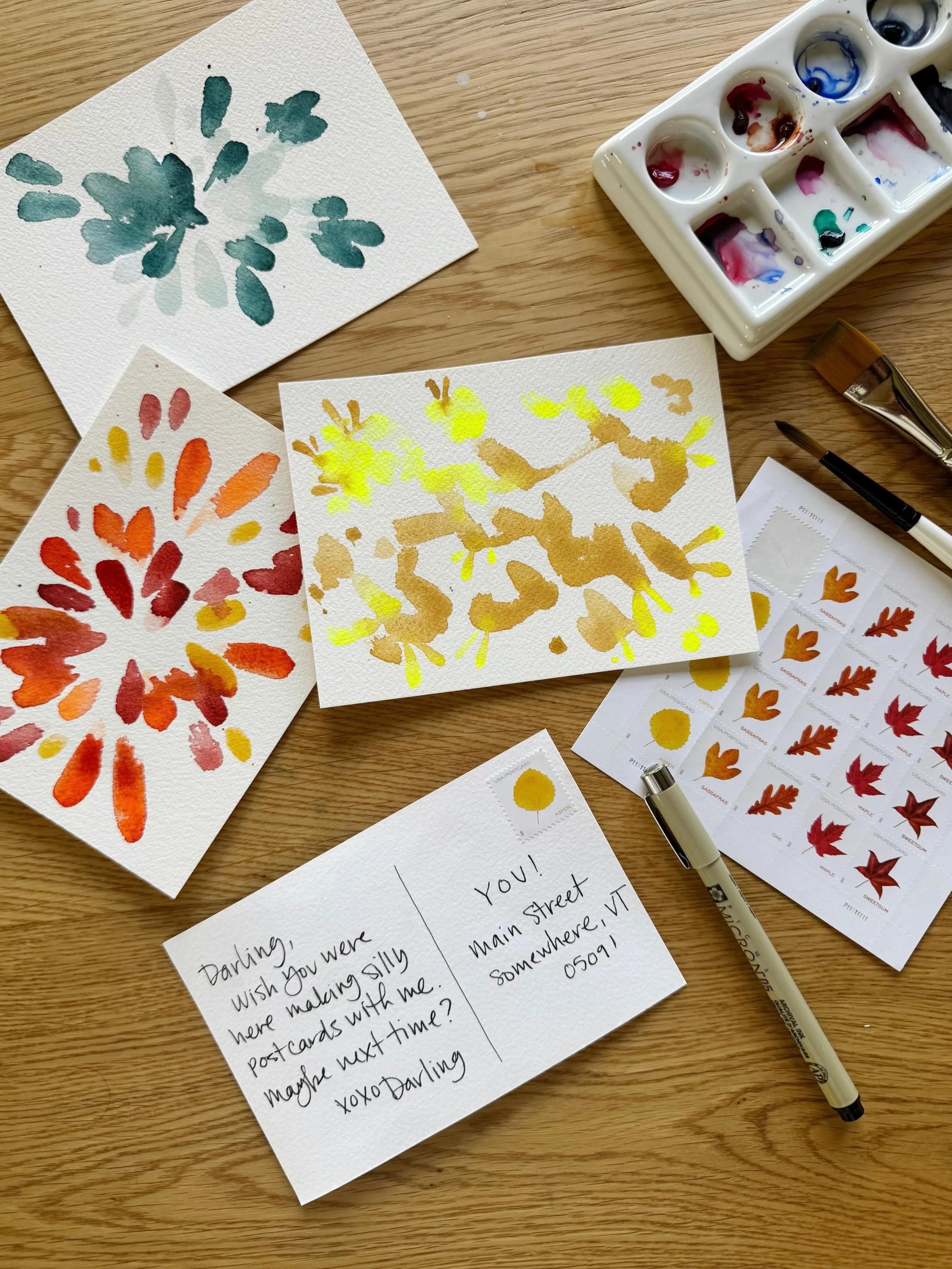 Bring sending postcards for fun back. Your lucky recipients will know it's not a bill the second they see it, write something silly and give the post master something to laugh about, too. 

Workshop coming soon