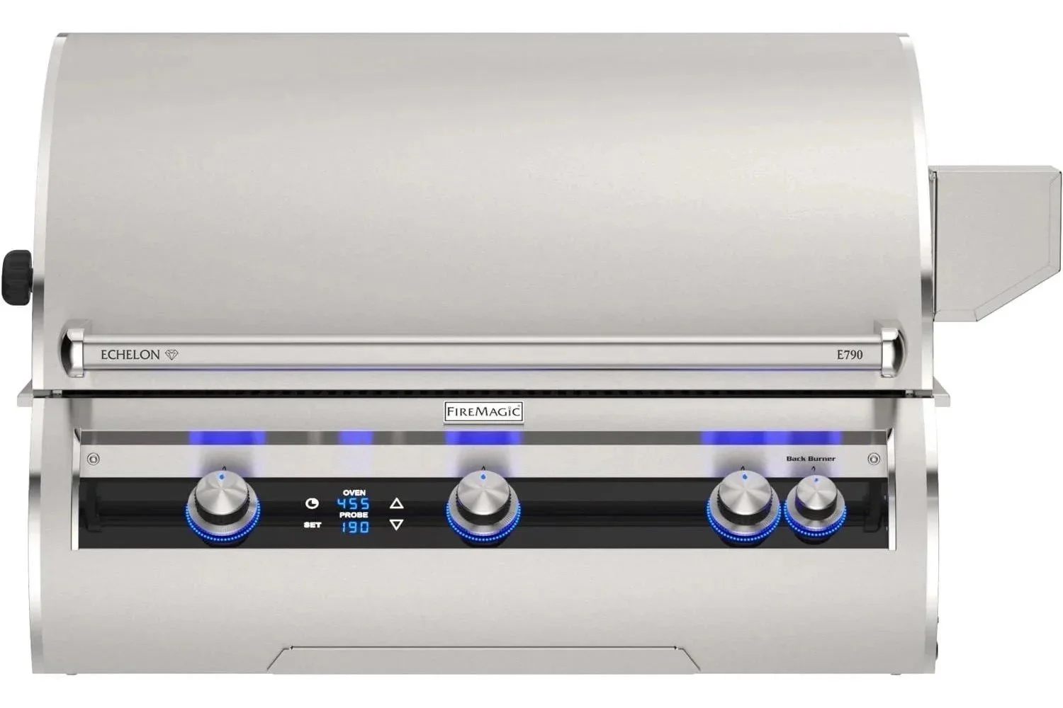 Fire Magic Echelon Diamond E790i 36-inch Built-In Gas Grill with hood closed.