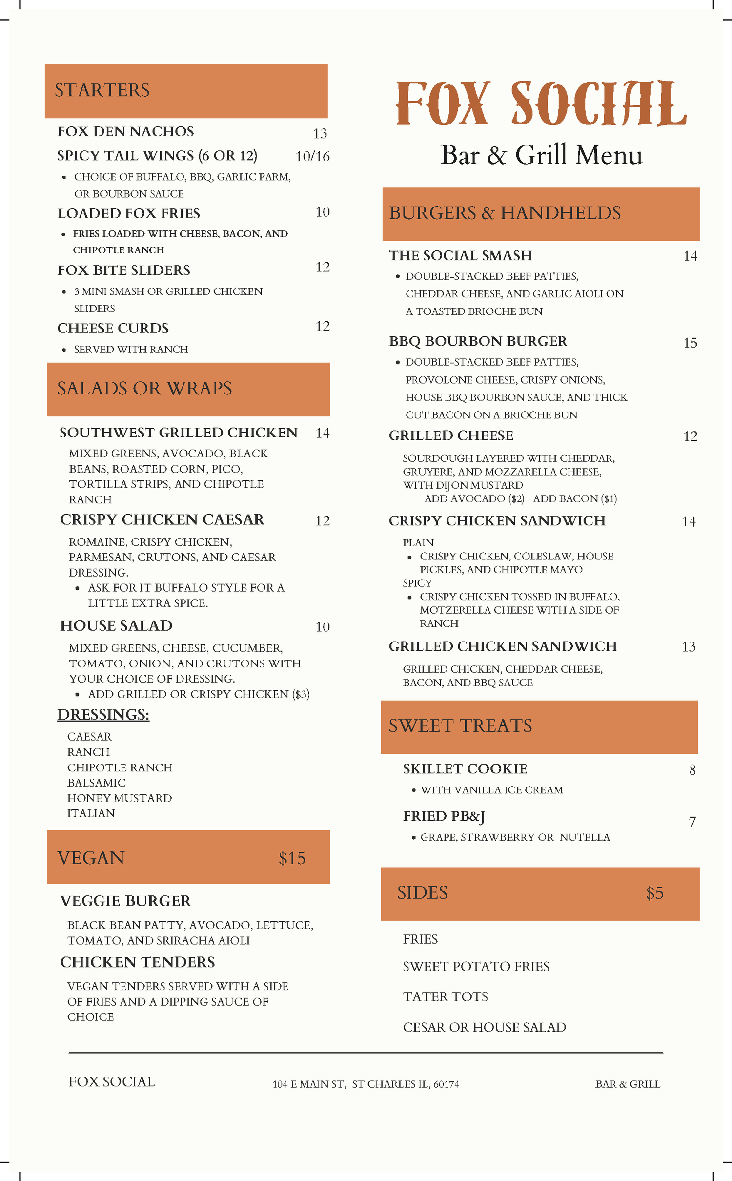 Menu 1 — Fox Social