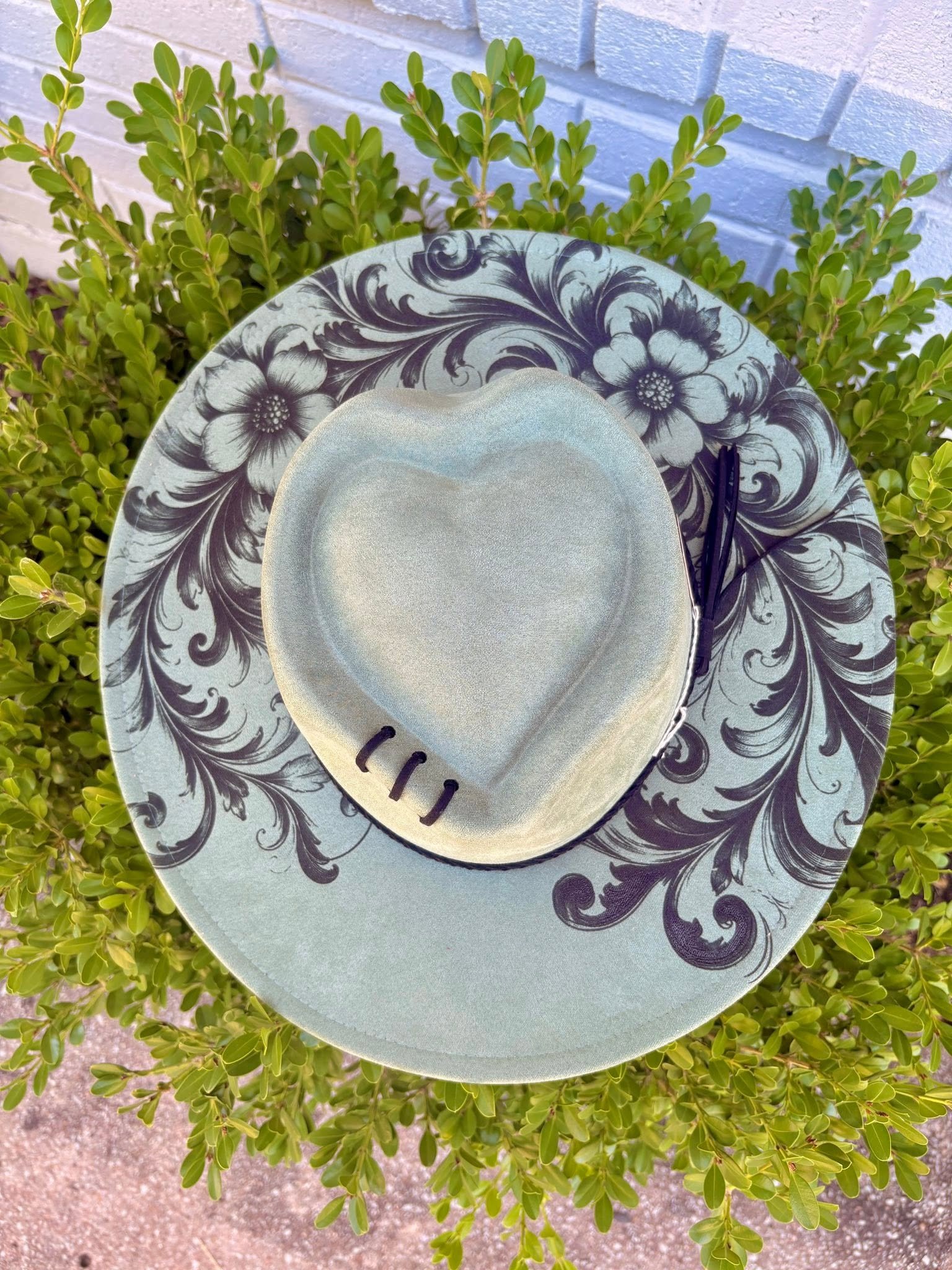 Floral Fleur De Lis Design- Cowboy & Fedora Hat