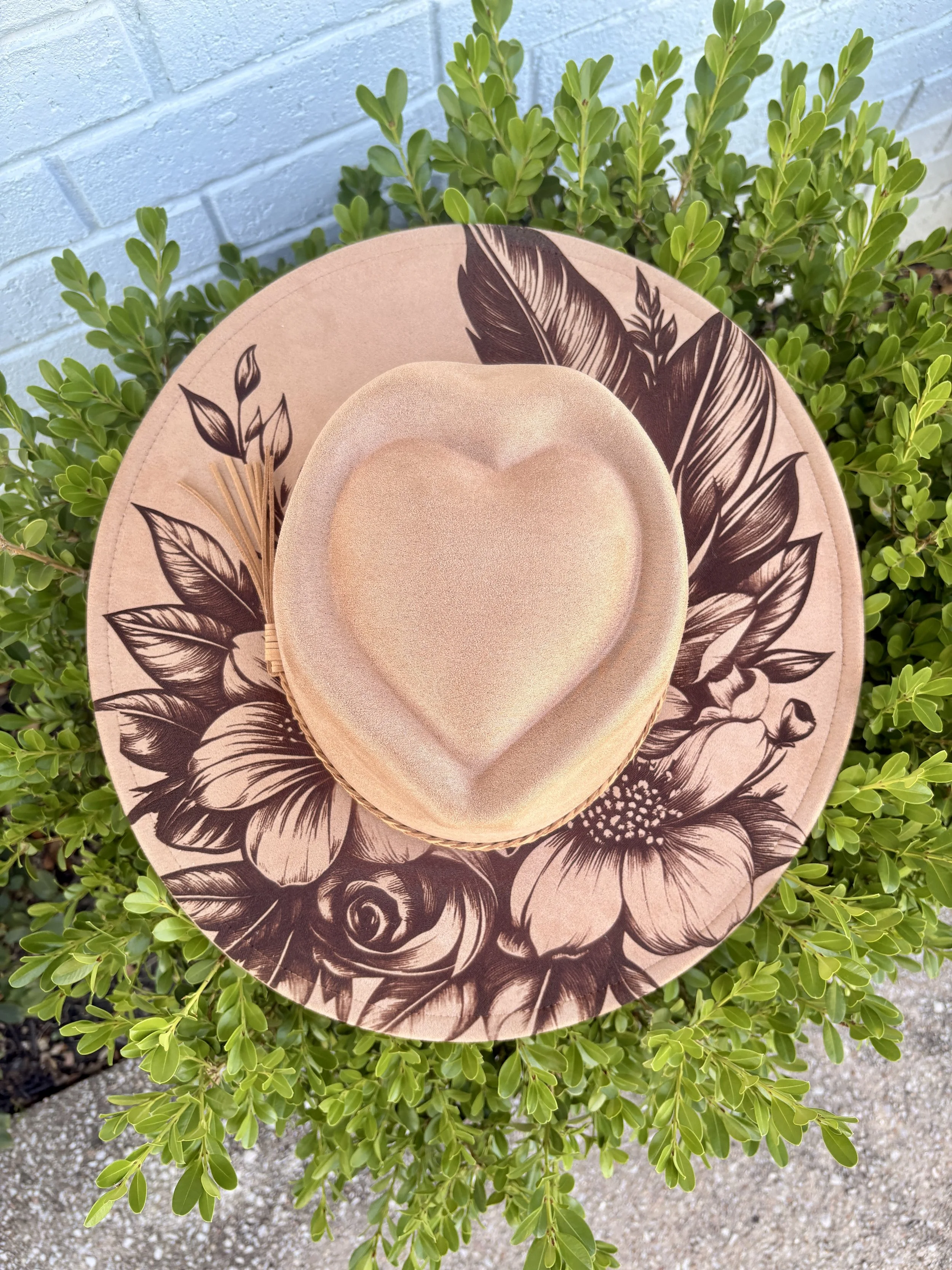 Heart Shaped- Burned Boho Fedora Cowboy Hat