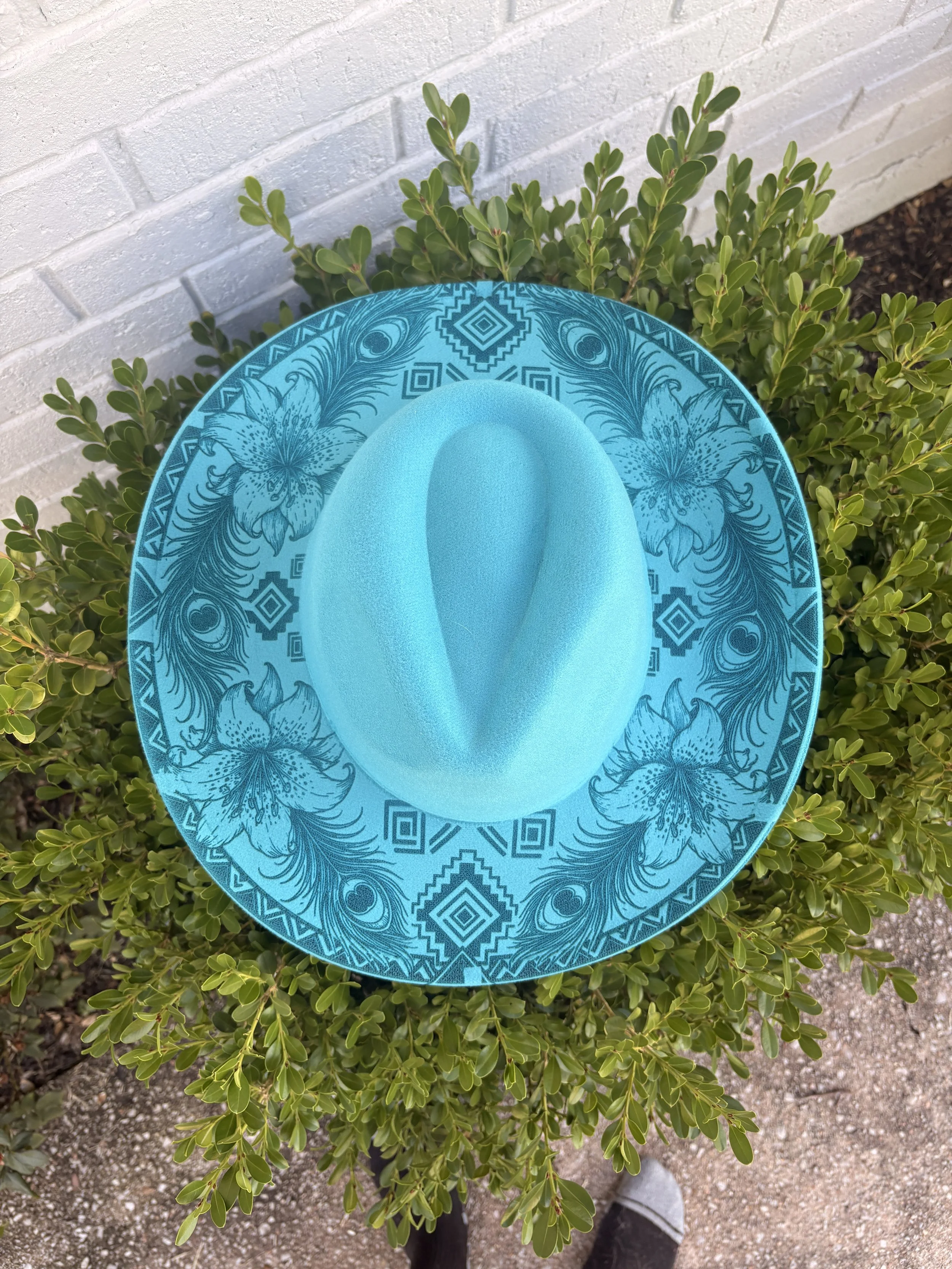 Peacock + Aztec Design- Cowboy & Fedora Hat