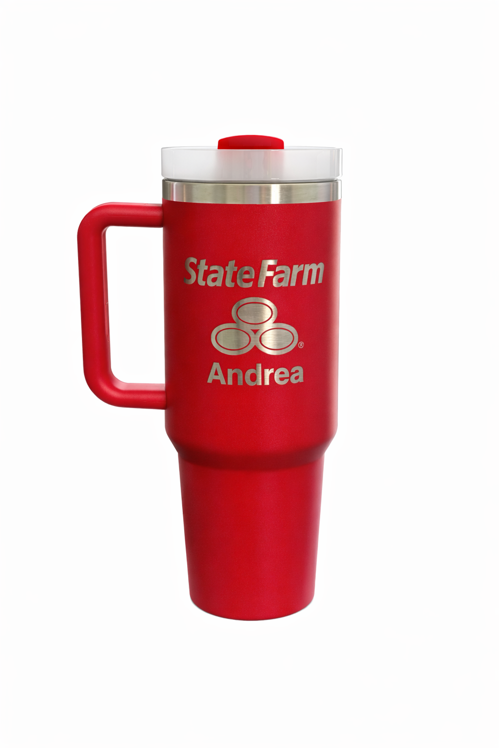 Custom Laser Engraved tumbler with handle- Company Logo