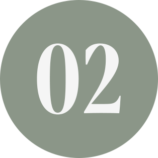 A circular graphic with a green background and the number '02' in white at the center.