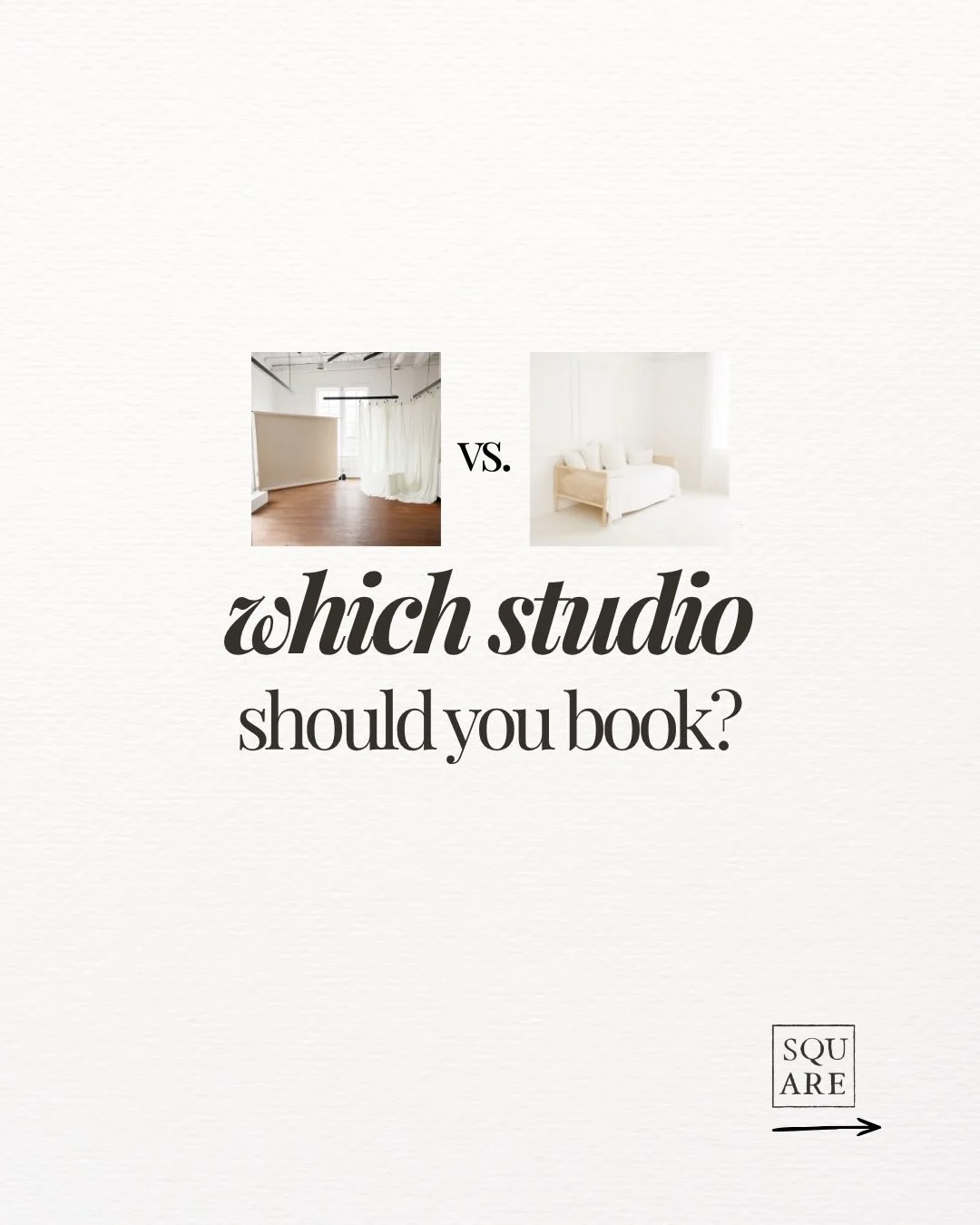 Not all studio spaces are the same &mdash; and honestly, that&rsquo;s the best part ✨

If you&rsquo;ve ever wondered which space you should book, this will help you decide based on the look + feel you&rsquo;re going for.
Both Studio A + B are beautif