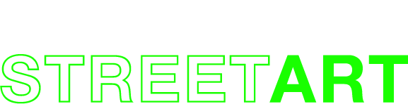 Text displaying 'Dunedin STREET ART' on a black background with 'Dunedin' in white and 'STREET ART' in green.