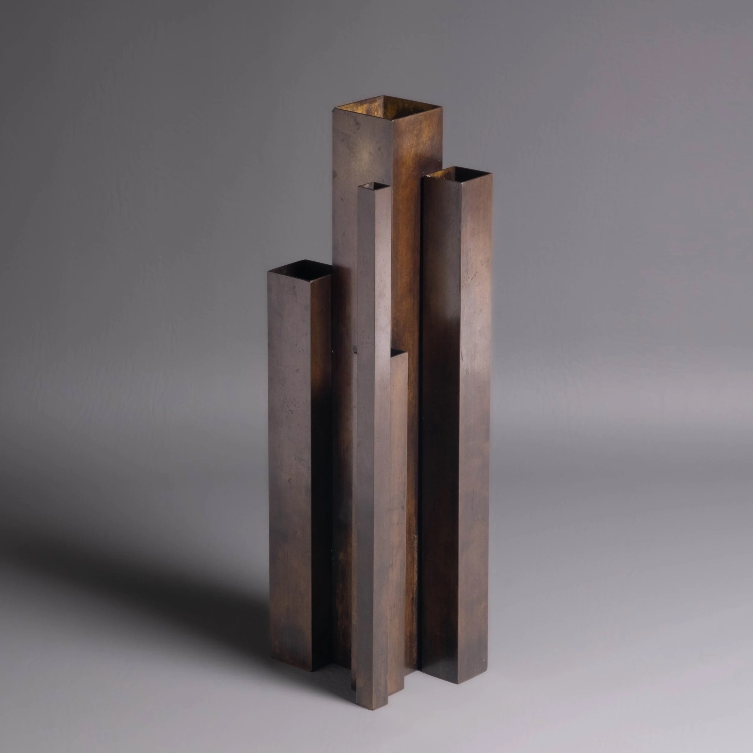 Manfred Bergmeister Brutalist Bronze Vase c. 1970