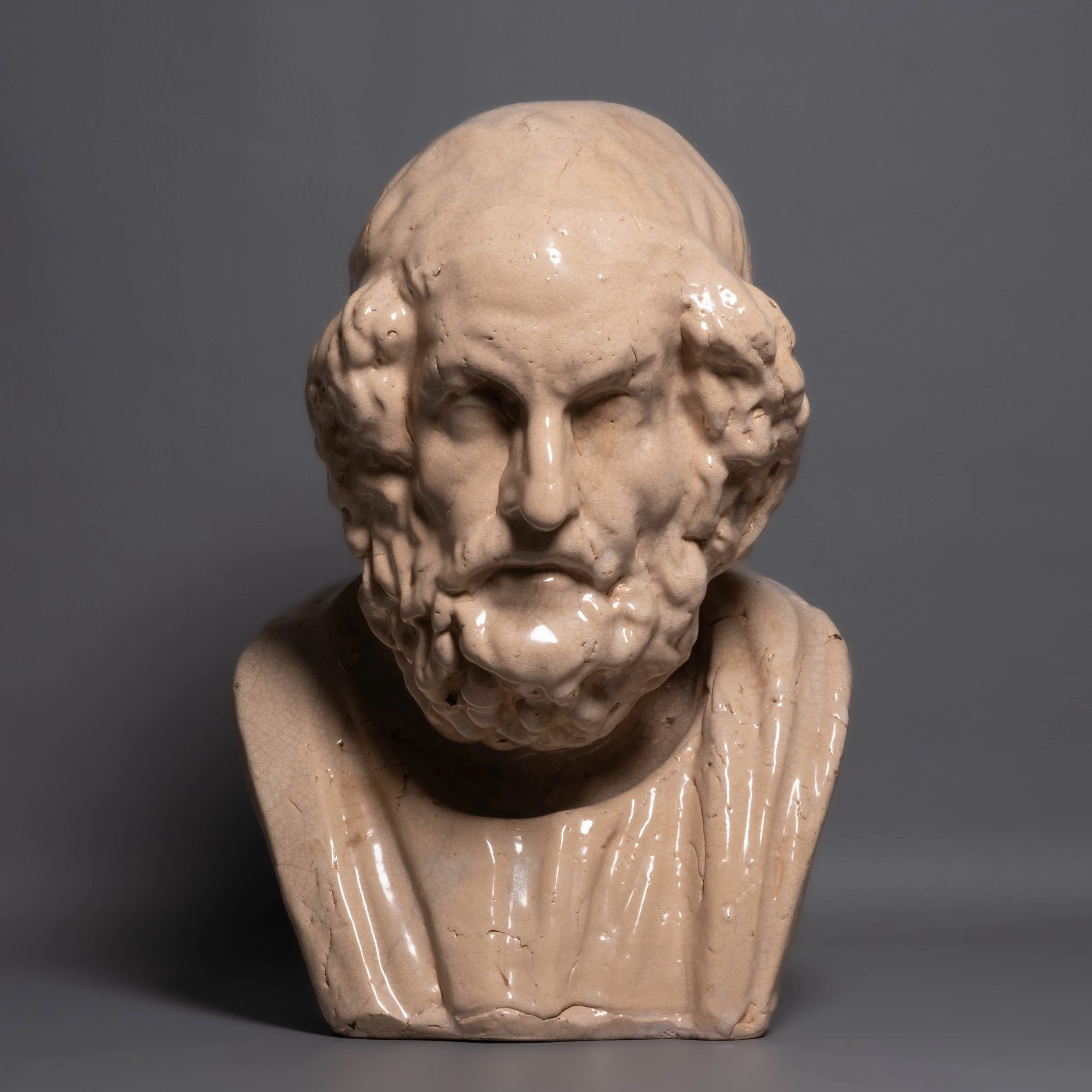 Over-life Sized Glazed Ceramic Bust of Homer
