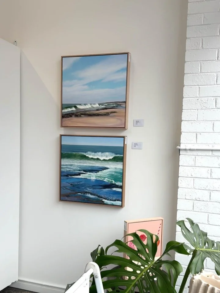 Two new pieces just arrived in the window of @arttoart_ gallery offering a little coastal escape to people of Hawthorn this weekend. 
 
&lsquo;Possibilities&rsquo; invites the spacious, hopeful feeling of arriving at the shoreline, while &lsquo;Forev