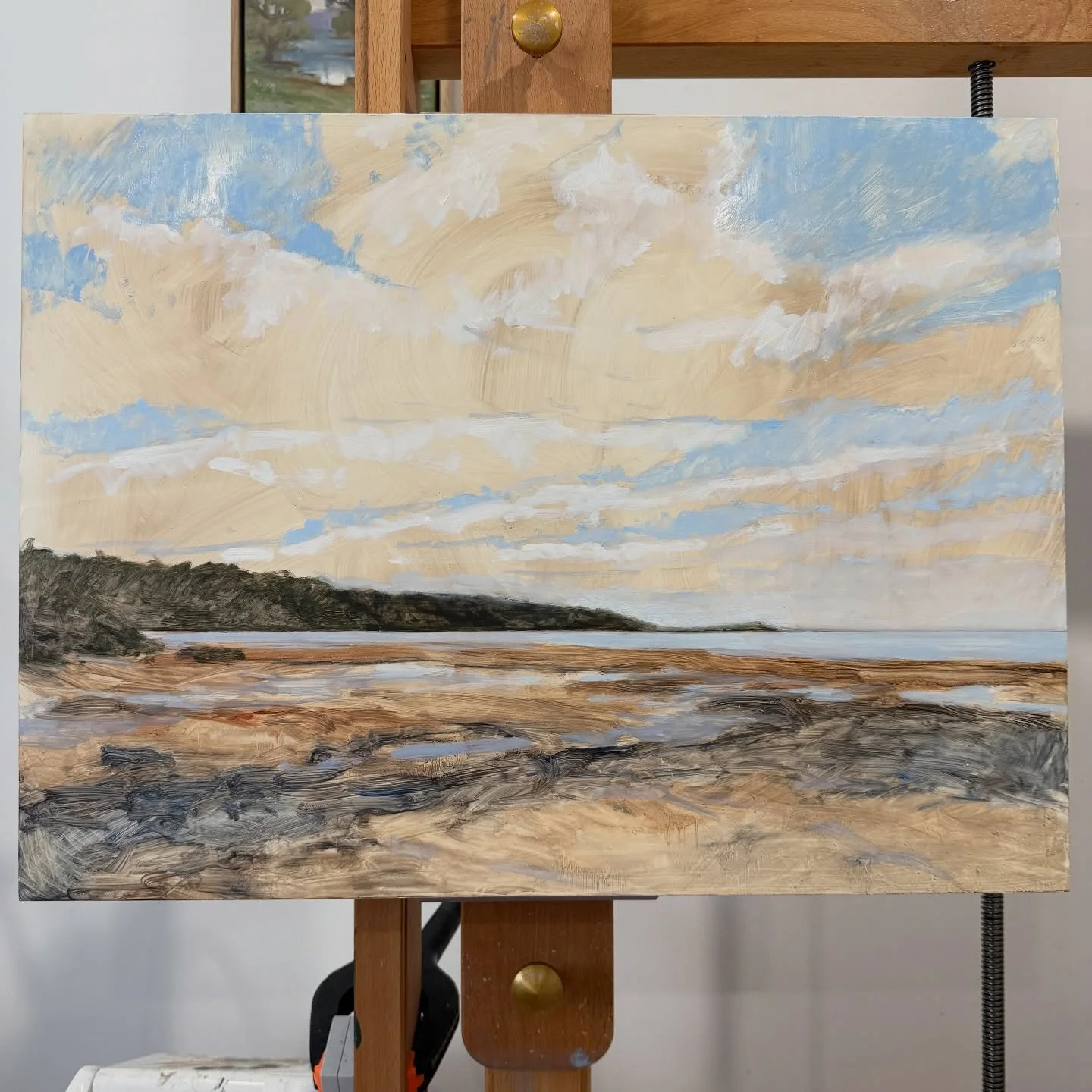 Work in progress. I&rsquo;ve set myself a new challenge painting on aluminium. It&rsquo;s such a tricky surface very smooth, but this can produce interesting painterly effects. This work will be part of my upcoming solo show later this year. 

#wip #