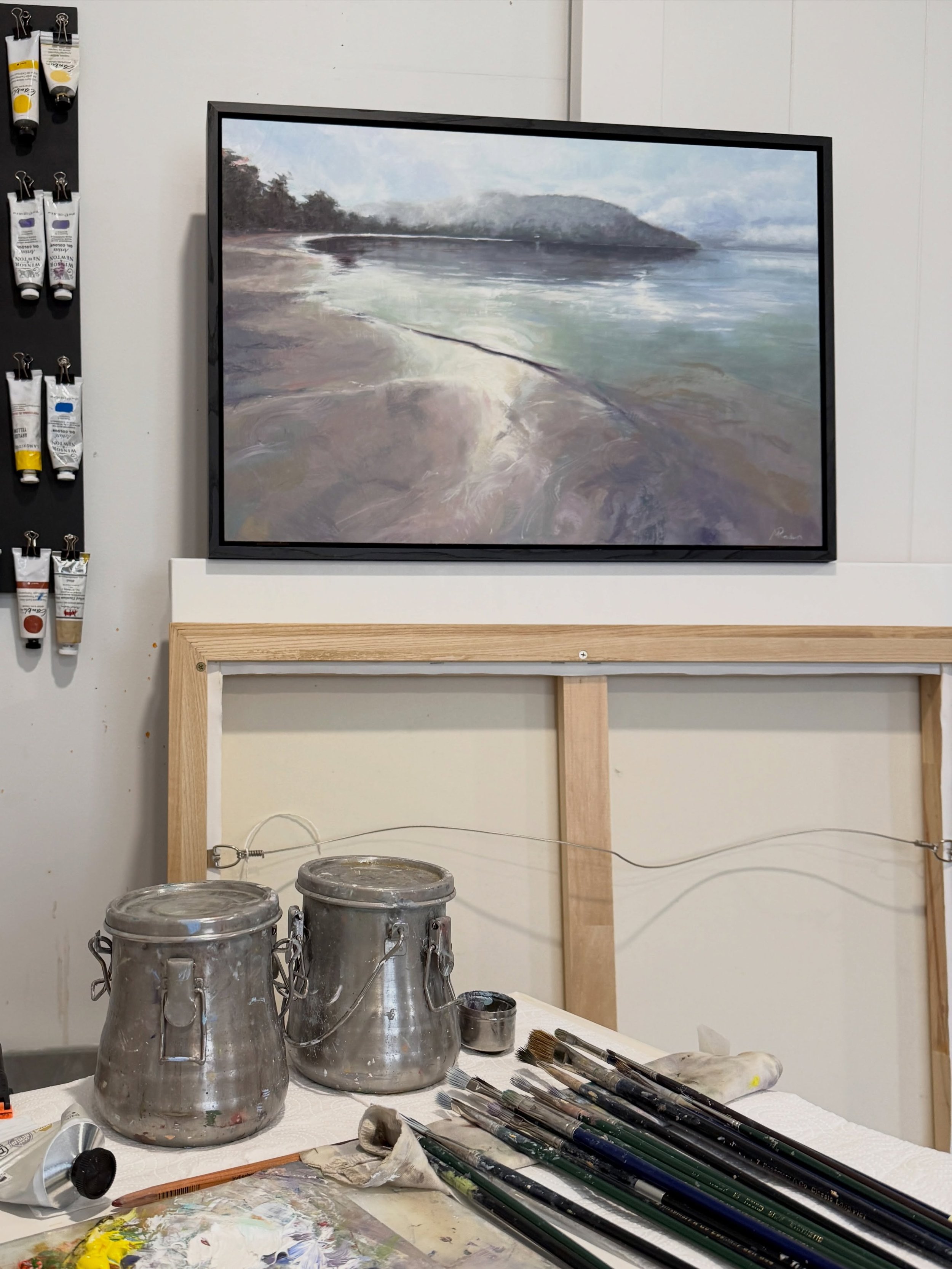 A memory from my Tasmania residency.
Inspired by the fog-covered banks of the Huon River, this painting captures the quiet atmosphere of the landscape as it drifted in and out of view. #available