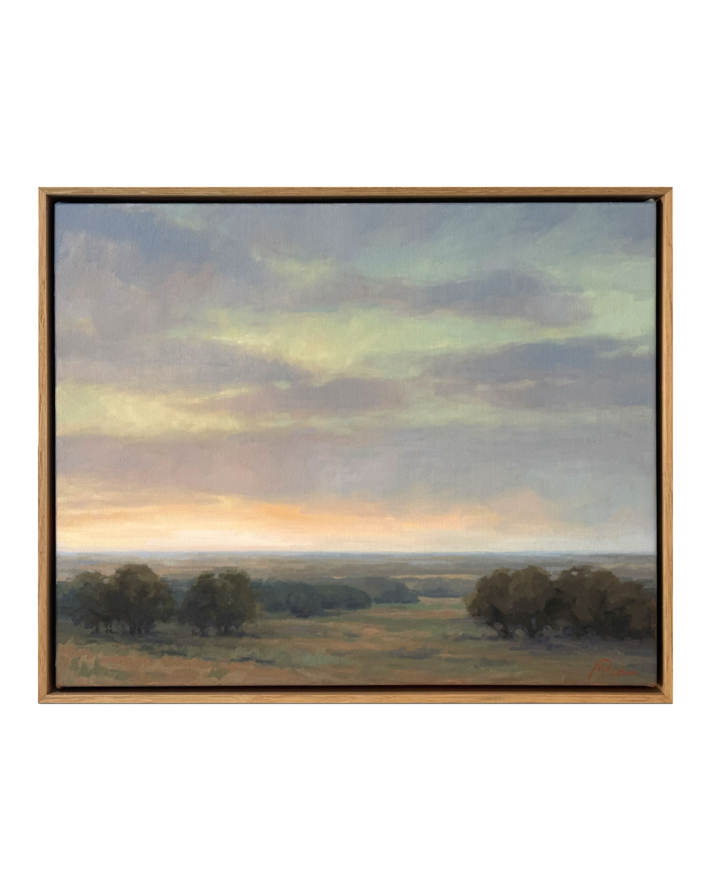 A large landscape painting in a modern home