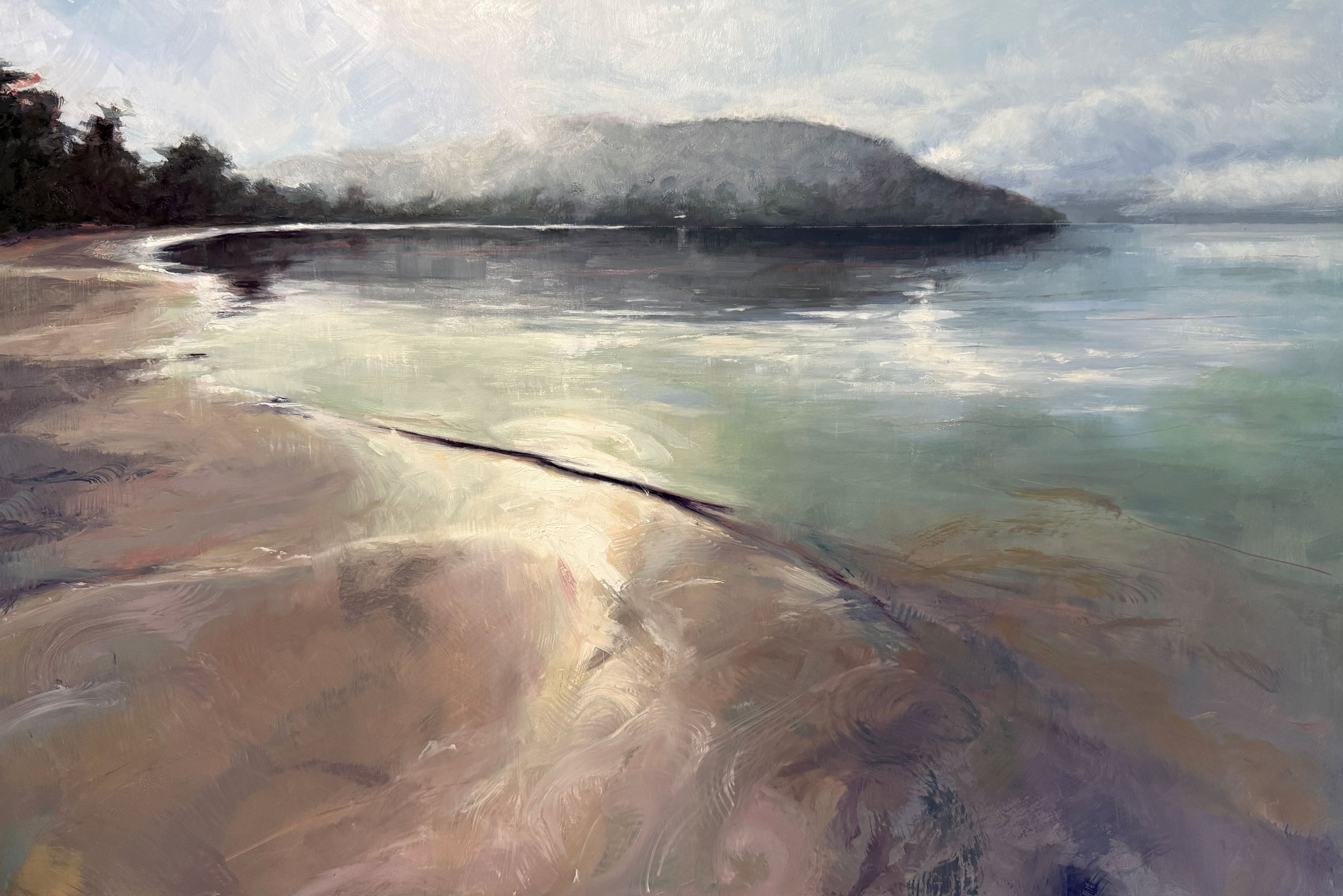 Fog Lifts Slowly 2025, oil on aluminium, 60x40cm