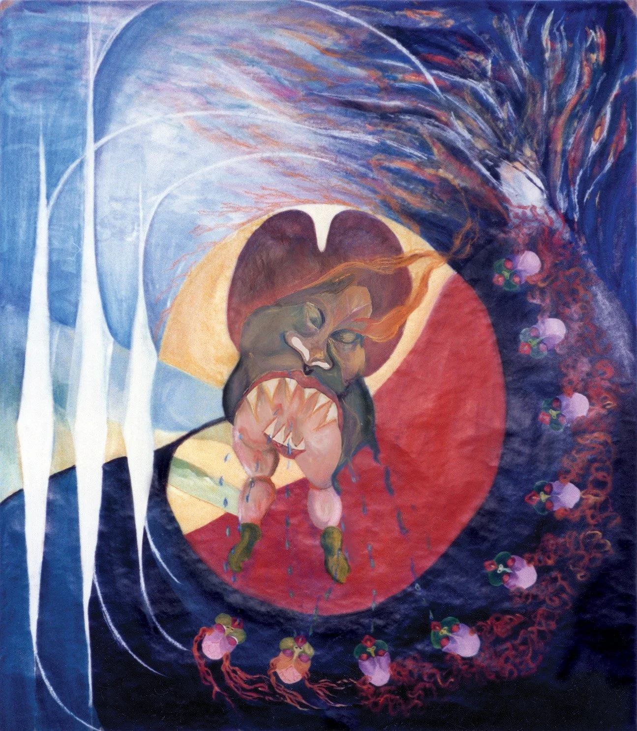 Painting 9. The Ritual of Destruction, Burning at the Stake, September–October 1987, Brasília, DF (Acrylic on paper, 86 × 128 cm) 