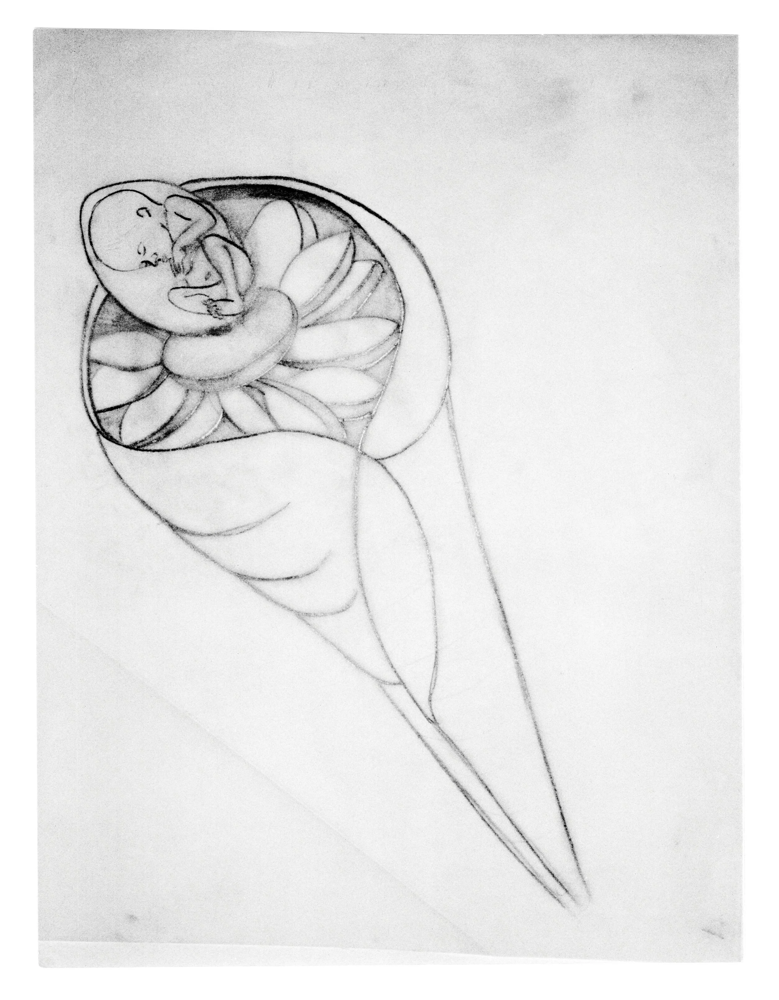  Drawing 6b. Embryonic Symbols, March 1986, Brasília, DF (Pencil on paper, 30 × 23 cm)