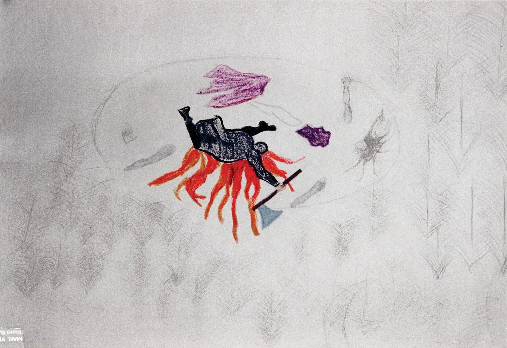 Drawing 7b. The Ritual of Dismemberment and Torture, April–May 1986, Brasília, DF  (Pencil on paper, 30 × 23 cm)
