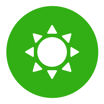 A green circular background with a white thermostat control symbol in the center, indicating temperature adjustment.
