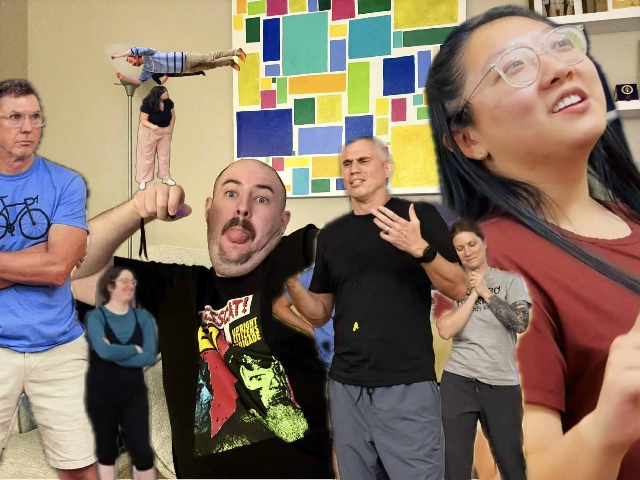 Three pineapples wearing sunglasses surrounded by colorful balloons and party decorations.