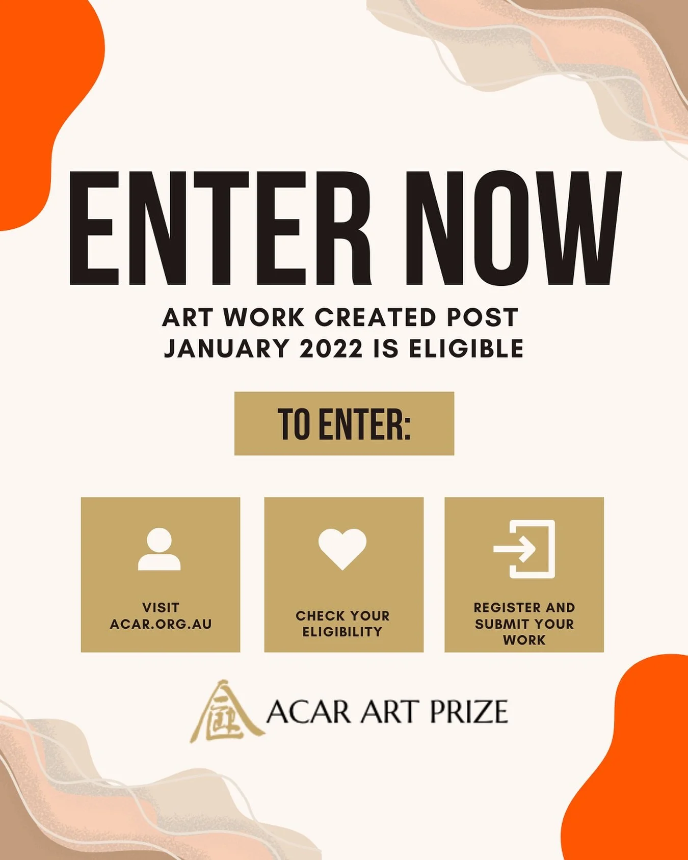 Entries are now open for the ACAR Art Prize!

This year&rsquo;s inaugural theme celebrates landscape art &mdash; exploring the beauty of place, nature, and the deep cultural connection between Australia and China.

If your artwork was created after J