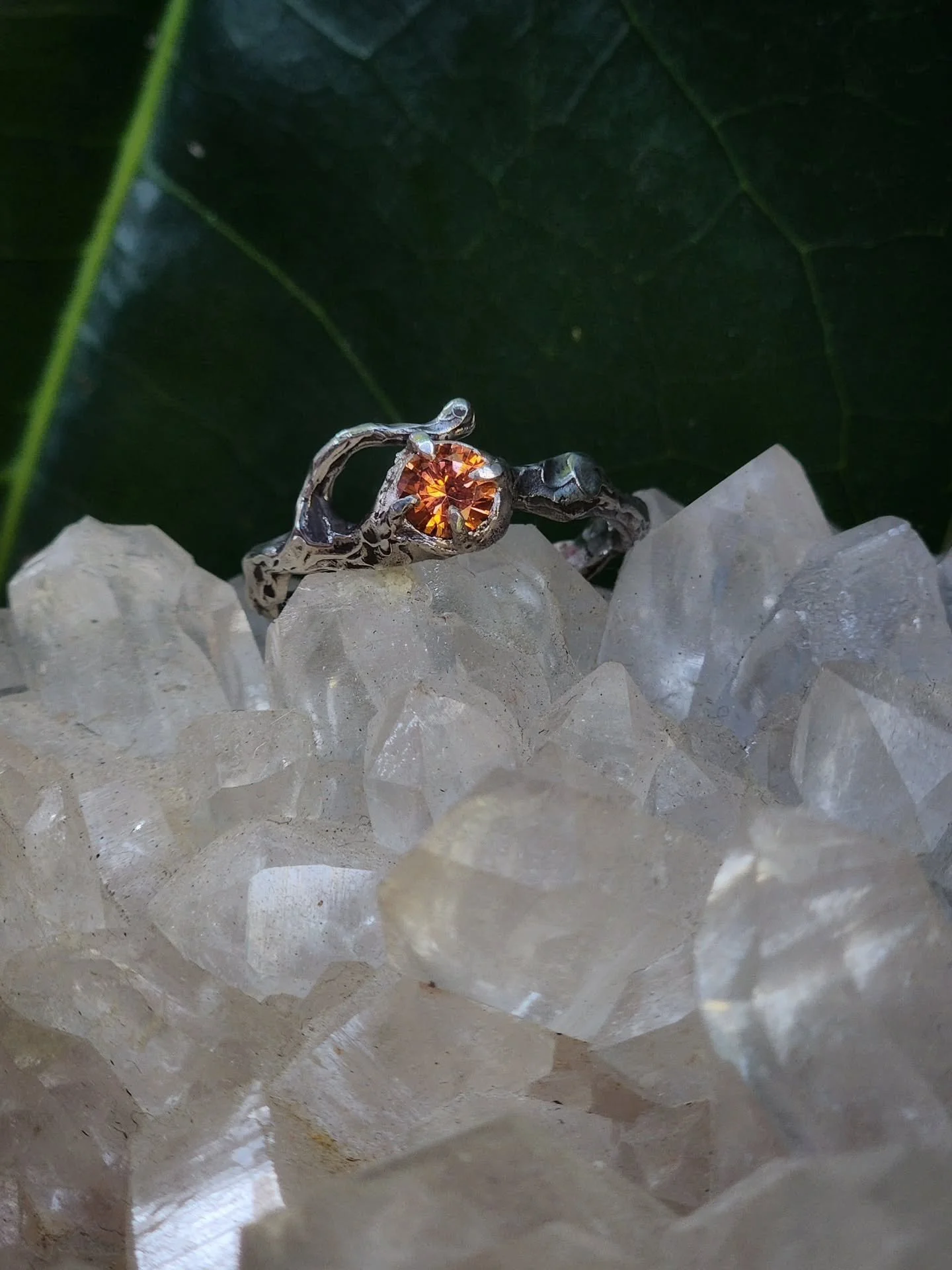 Inspired by flame, this spessartine garnet ring carries the fire of creativity and courage. 

Known as the &ldquo;garnet of the sun,&rdquo; it awakens passion, ignites vitality, and grounds your energy into radiant confidence.

Wear it as a reminder 