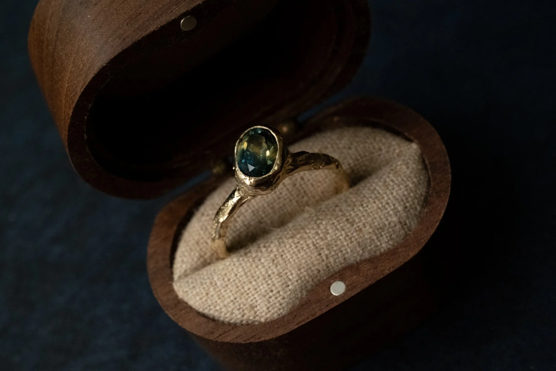 The Wanderer - AIR Ring with Australian Parti Sapphire - Size L - Ready to Ship