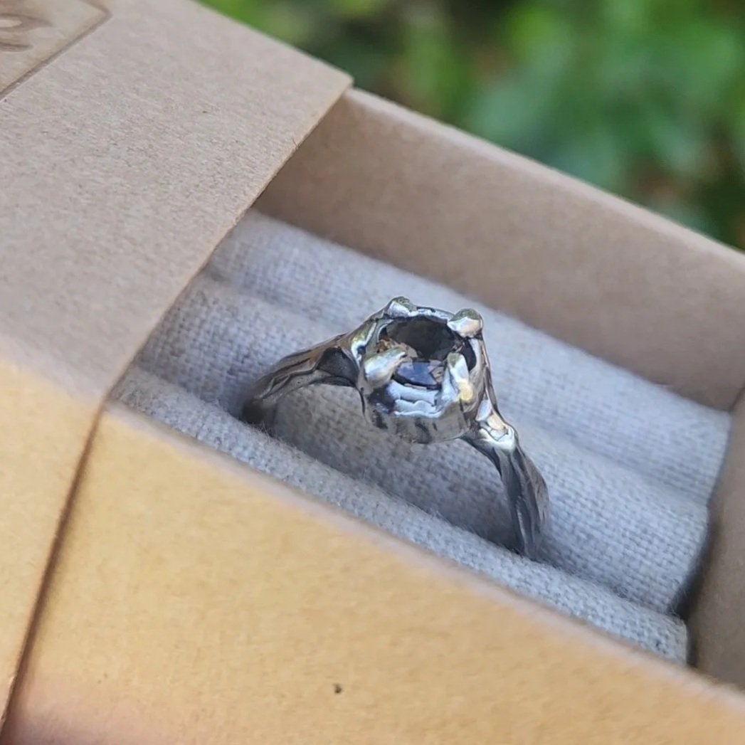 Smoky Quartz Grounding Ring in Sterling Silver - Size M - Ready to Ship