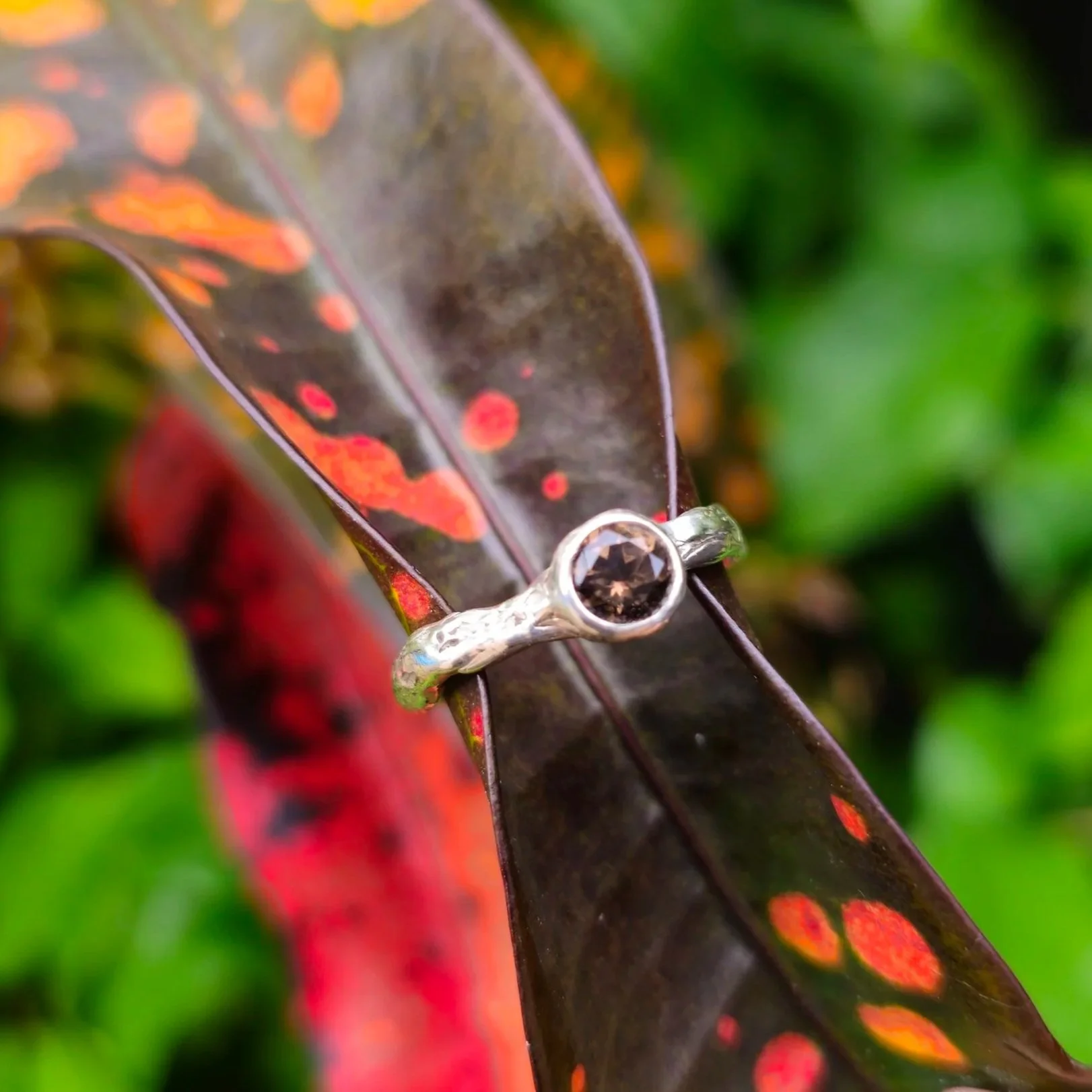 Smoky Quartz Protector Ring in Sterling Silver - Size O - Ready to Ship