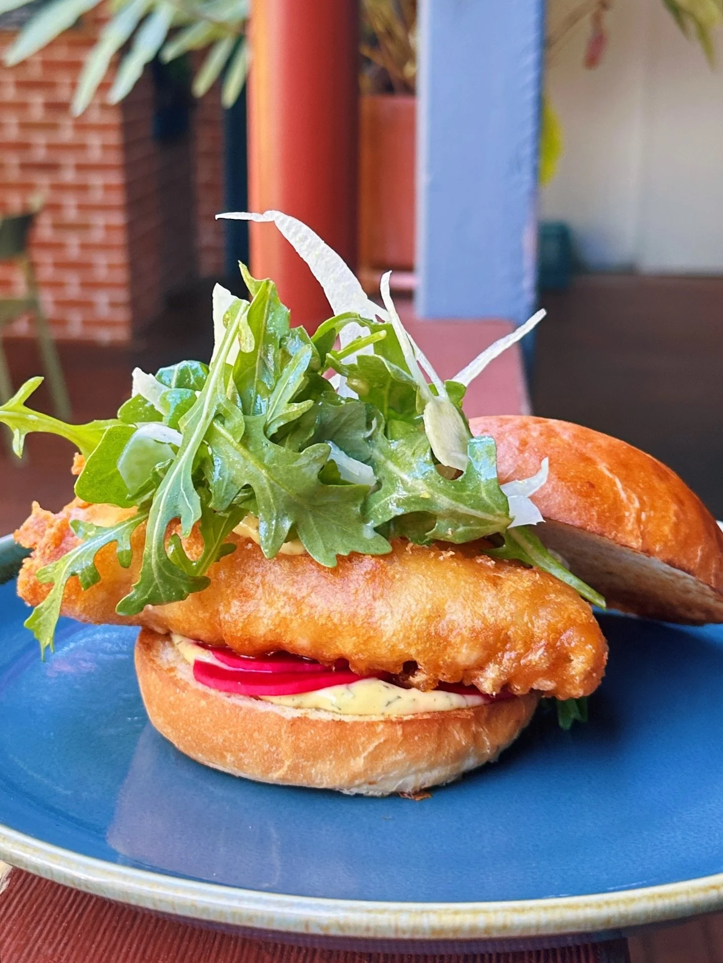 Local ling in beer batter, pink pickles, rocket + chef&rsquo;s tartare on a soft milk bun.

Our local fish burger 🍺🐟 Have you tried it yet?