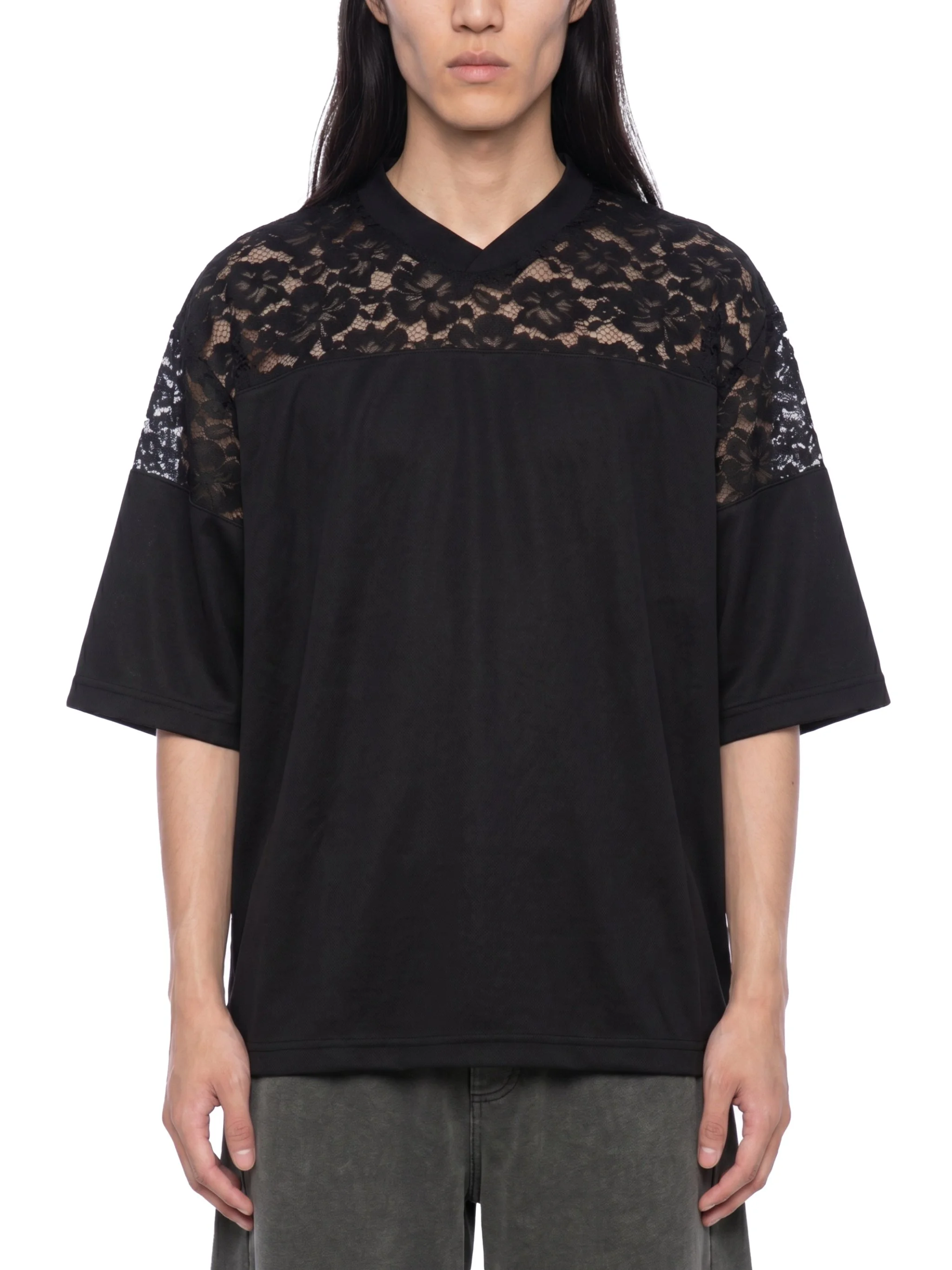 Lace Paneling V-Neck