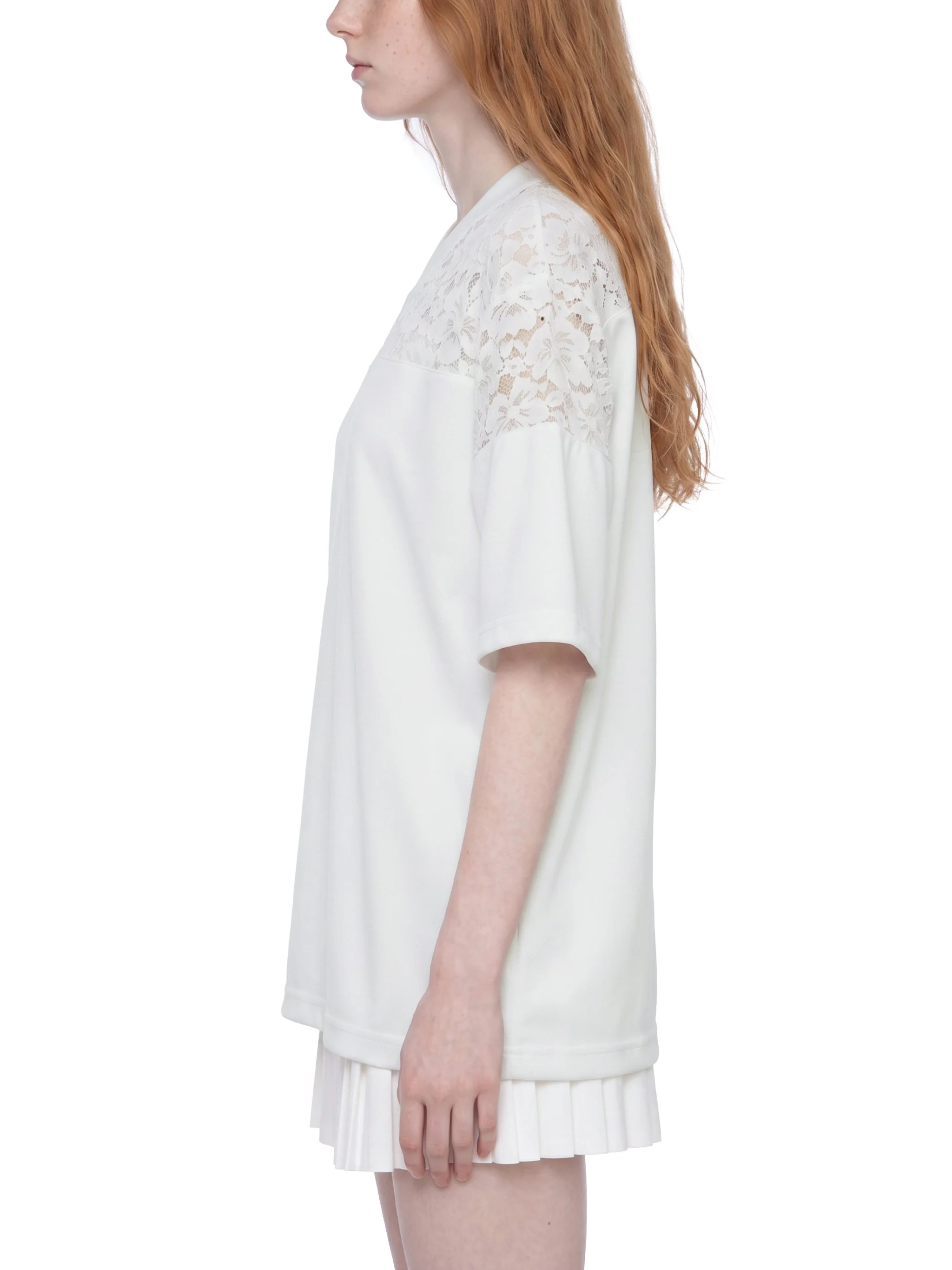 Unisex Lace Paneling V-Neck T-Shirt-gallery-9.png