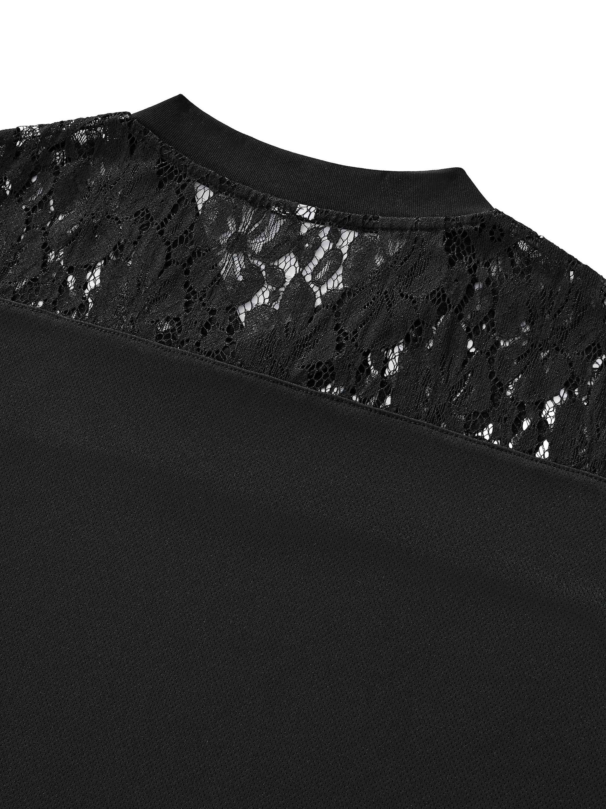 Unisex Lace Paneling V-Neck T-Shirt-gallery-16.png