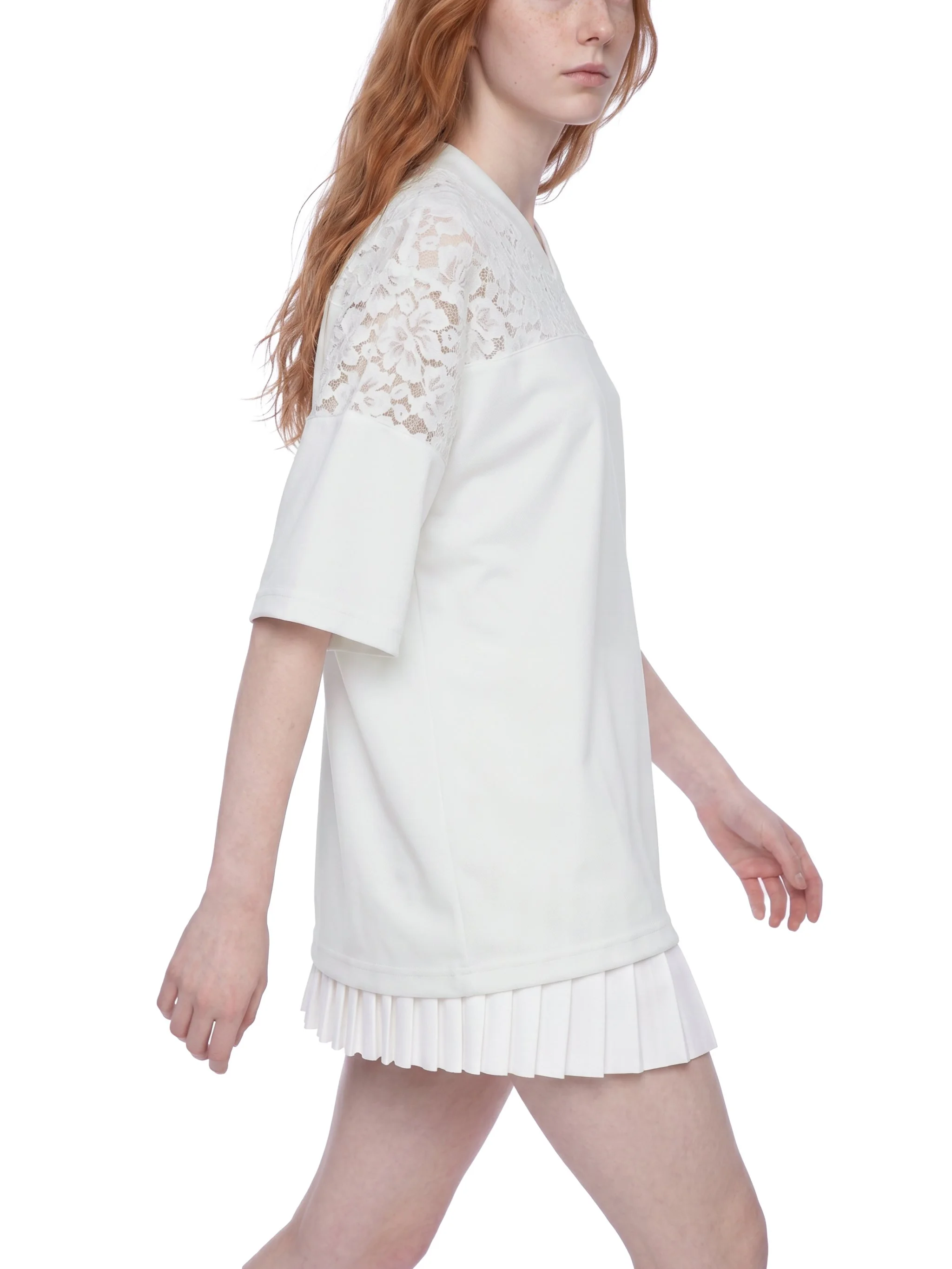 Unisex Lace Paneling V-Neck T-Shirt-gallery-11.png