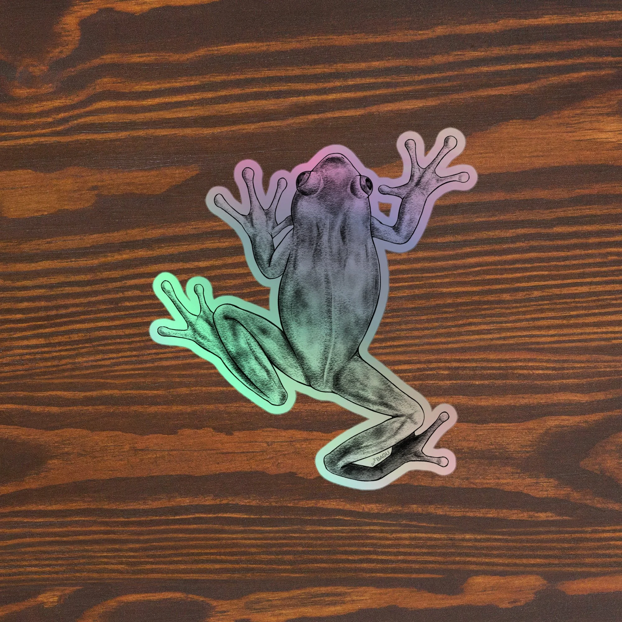 Frog (B&W) Holographic Sticker