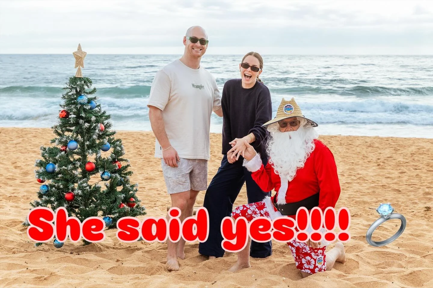 SHE SAID YES!! 

Our very first proposal for Santa on the Beach and we&rsquo;re here for it!

@the.photographer.sophie was so humbled to be a part of this magical moment and we&rsquo;re stoked that Santa got to@say congratulations!! 🥳 

Can&rsquo;t 