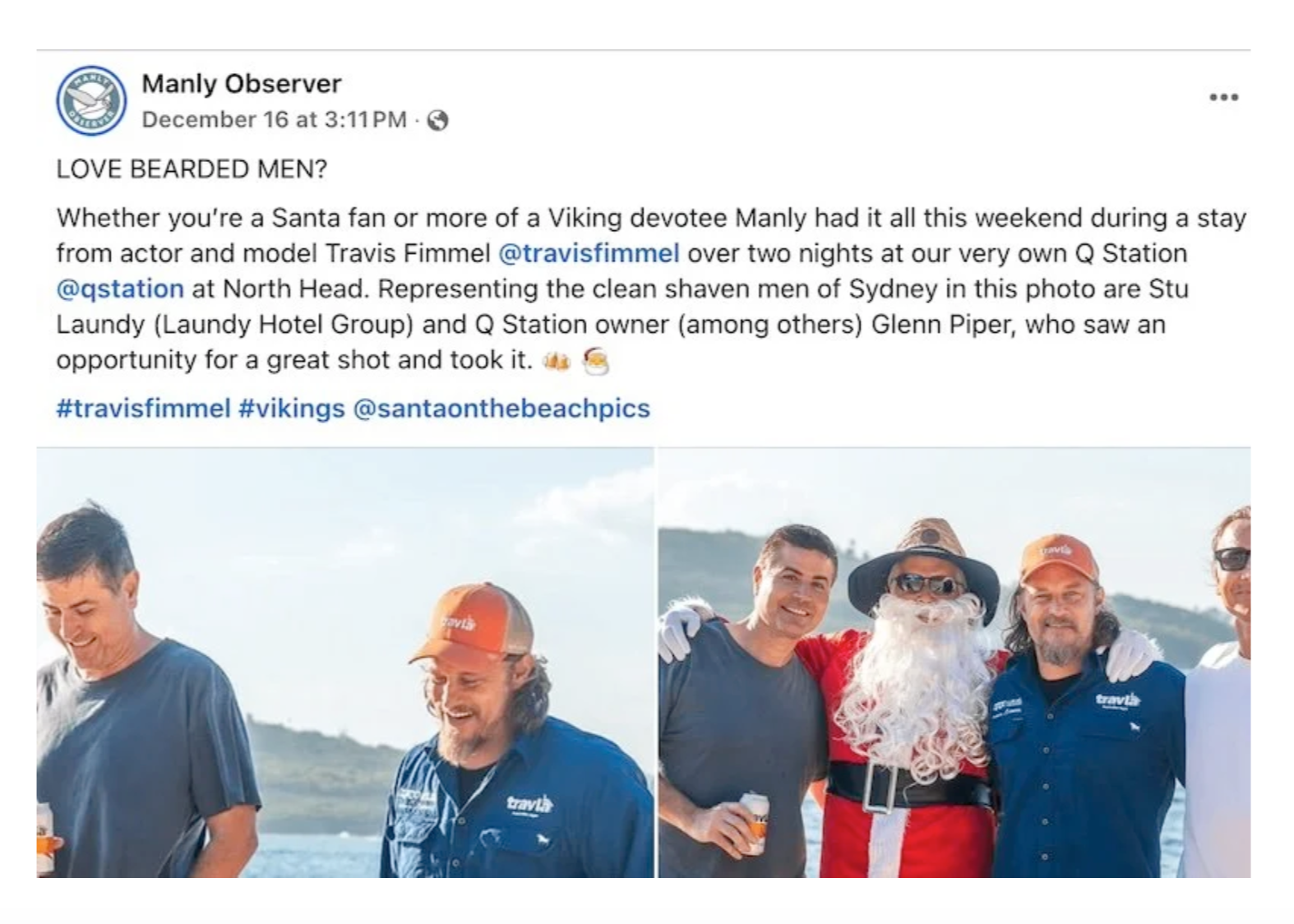 Santa on the Beach Pics with Travis Fimmel at Q Station