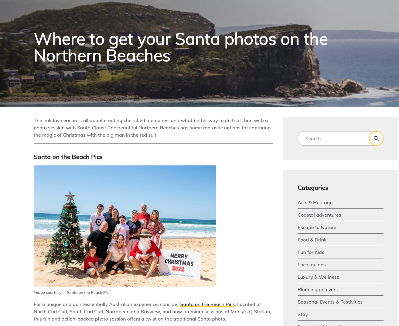 Hello Manly feature on where to get your Santa photos on the Northern Beaches