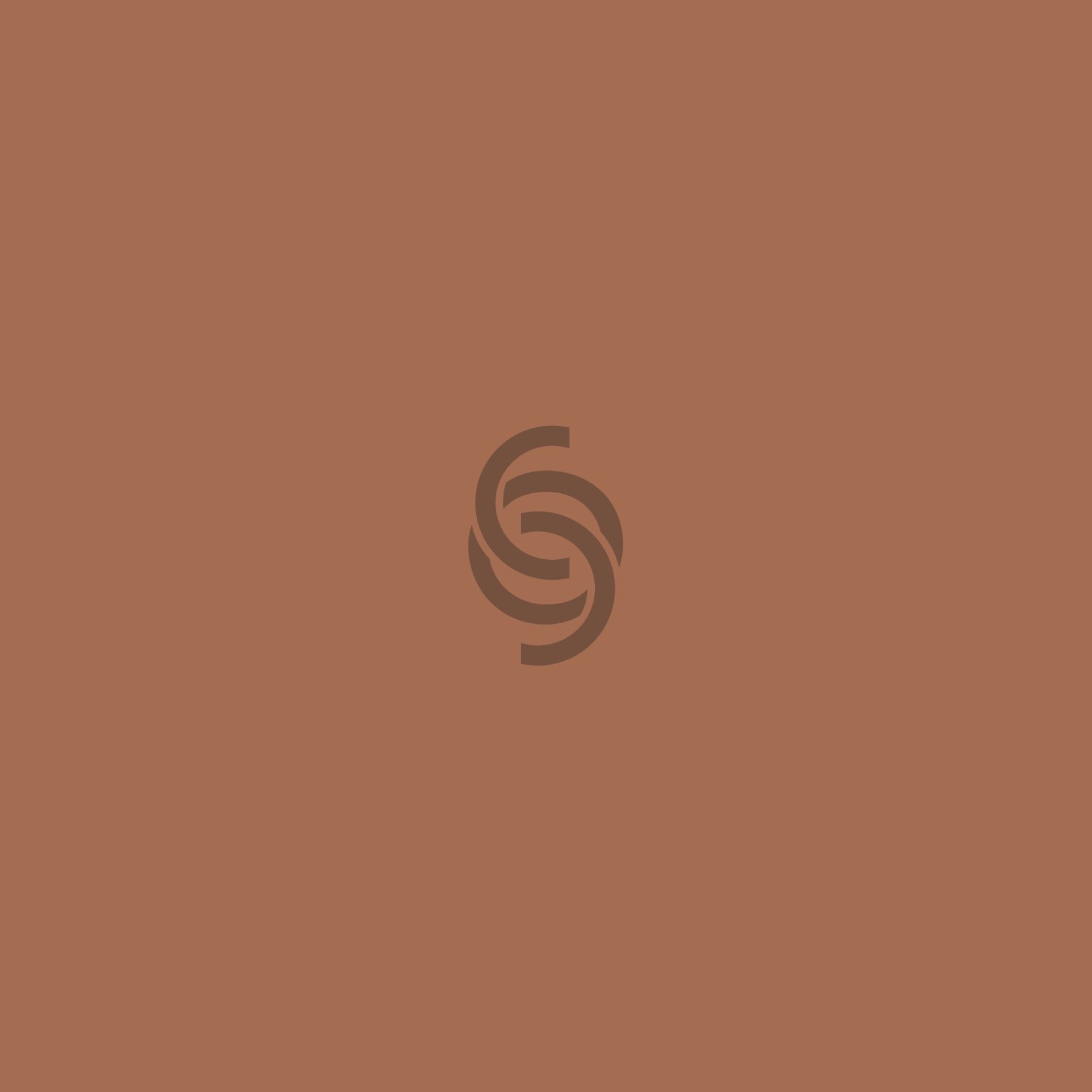 Abstract logo in brown shades on a brown background.