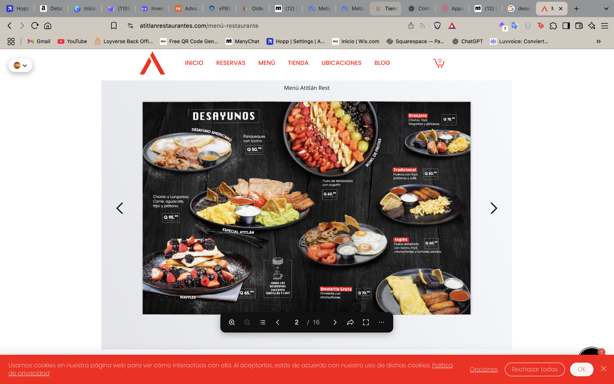 Desarrollo de menú thumbnail