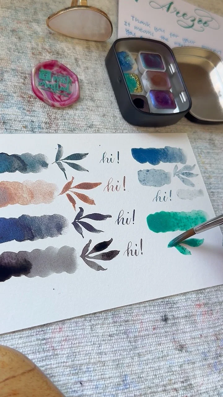 Let’s unbox and swatch the #HandmadeWatercolors I bought from @jhuvygwilson π¨β¨
And the palette rings… so cute! ππΌππΌ