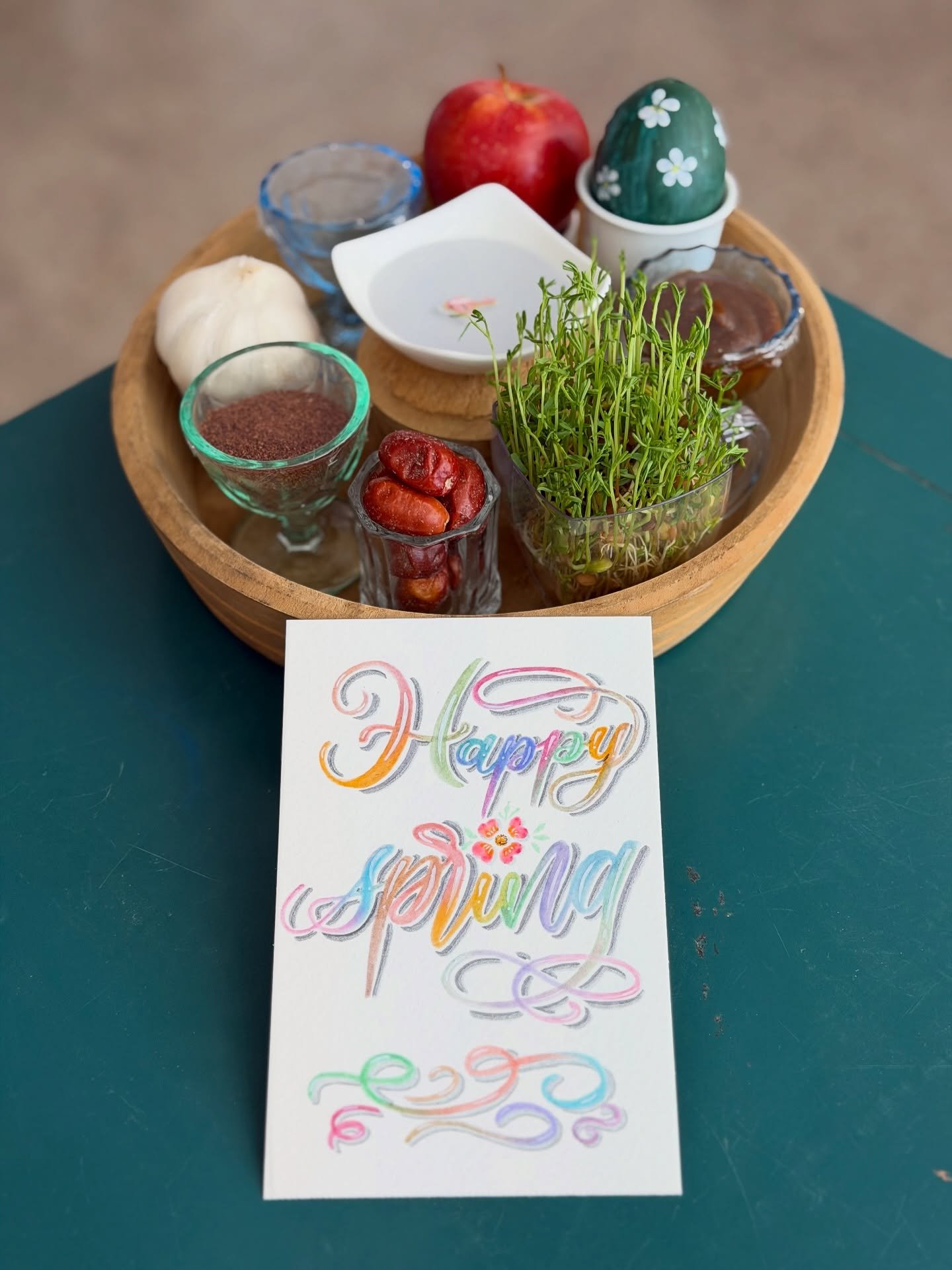 Throwback to March 21st, the first day of spring and #Nowruz (Persian New Year) holiday, where I took my #HaftSeen * to work. 
Today is the last day of the holiday when we take out our haftseen and spend the day in nature. And that&rsquo;s why I reme