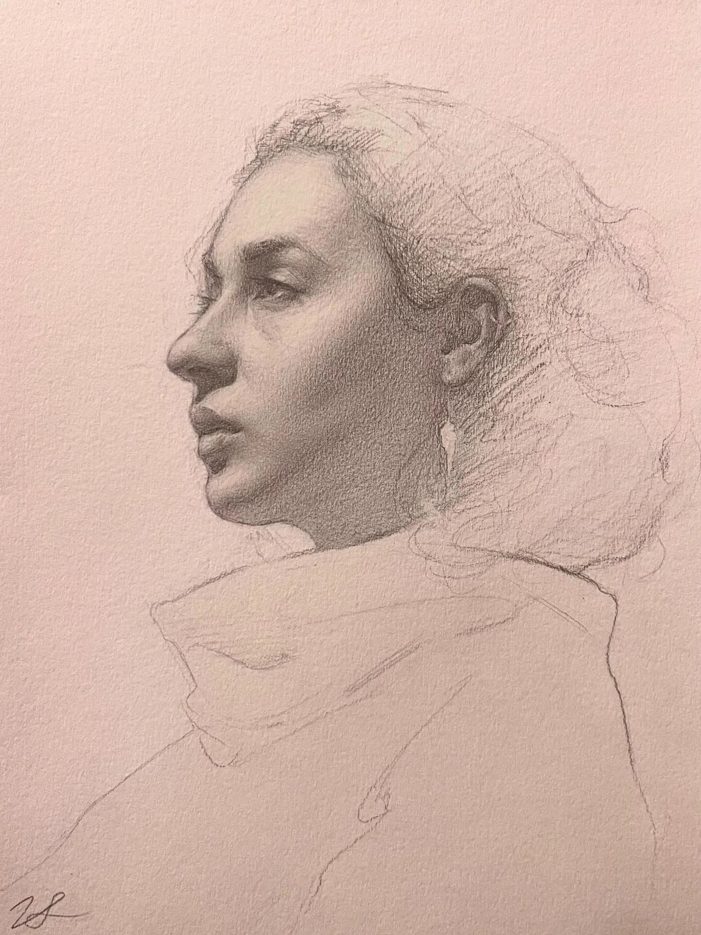 A portrait of my beautiful friend Noor @be.wildering 
8x10 graphite on paper 
Available 

@grandcentralatelier 

#portraitdrawing #fineart #atelier