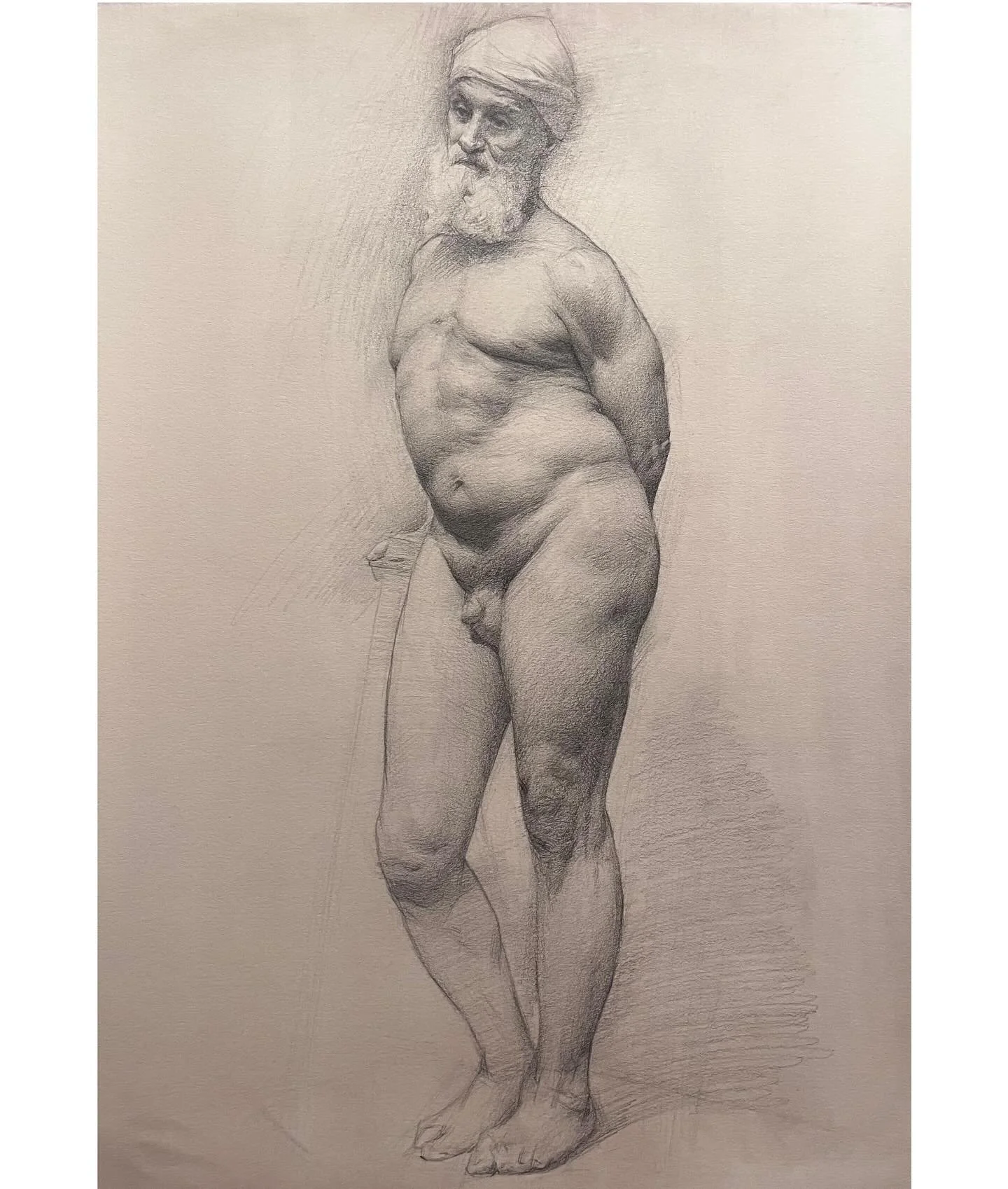 &ldquo;Freddy,&rdquo; from the 8th annual figure drawing competition at the @salmagundiclub. Honored to have won 2nd place. 

Graphite and white chalk on toned paper 16x22
Available

-

Big thank you to judges @jonbrogie and @gregorymortenson! And to