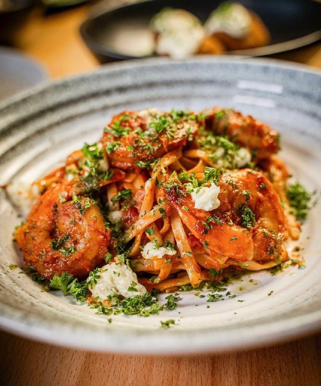 Dal Mare slow-cooked barramundi, calamari, mussels, and prawn ragù in rich tomato sauce with basil.