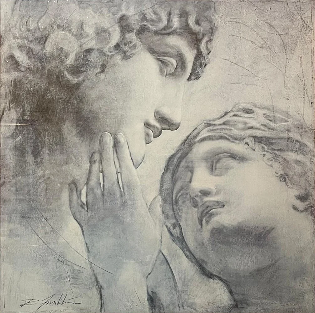 Close-up of the neo-classical figurative painting titled To Go Beyond by Richard Franklin.