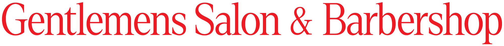 Red and black text reading "Gentlemens Salon & Barbershop" on a white background.